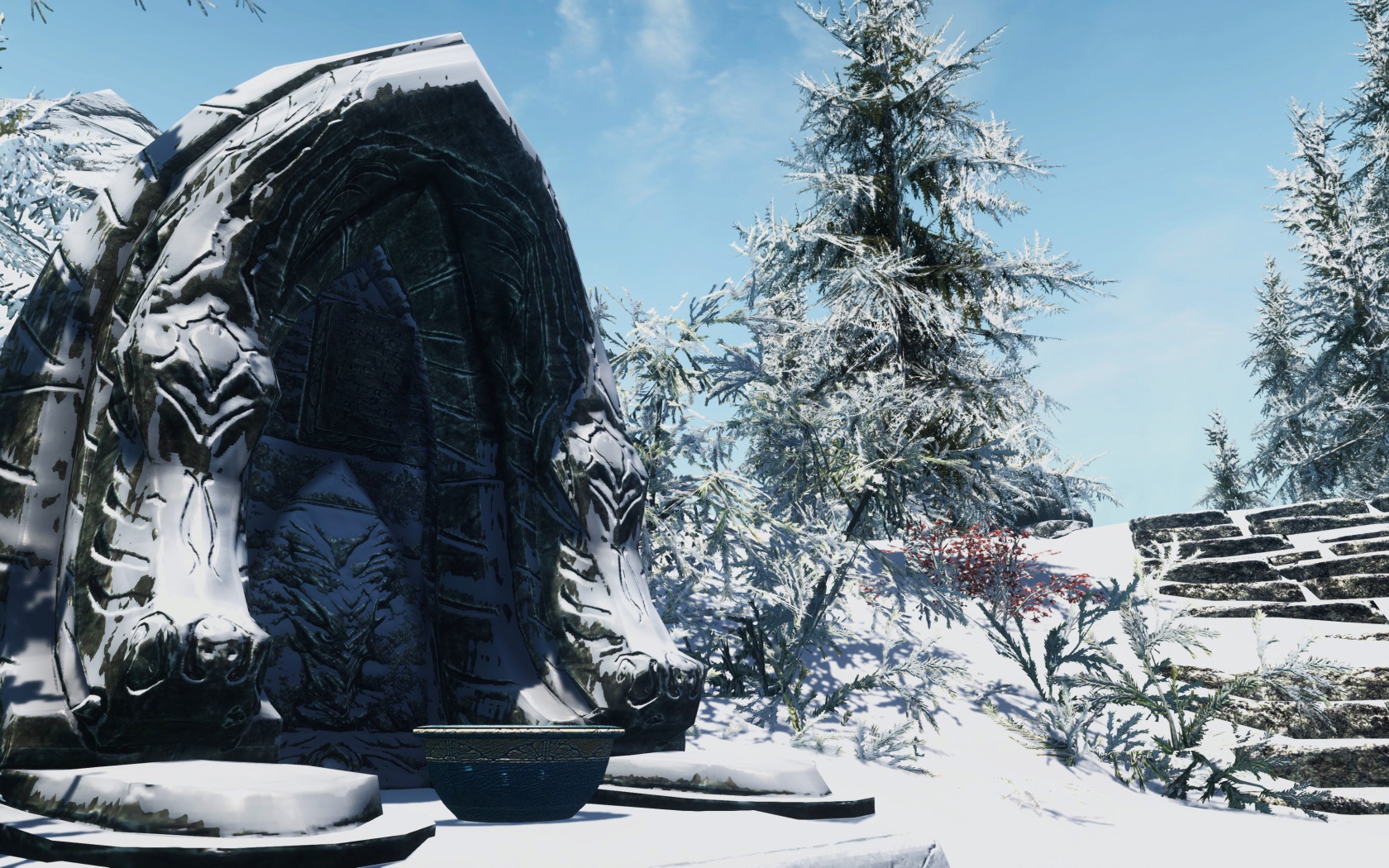 Зимний пейзаж в игре The Elder Scrolls V Skyrim