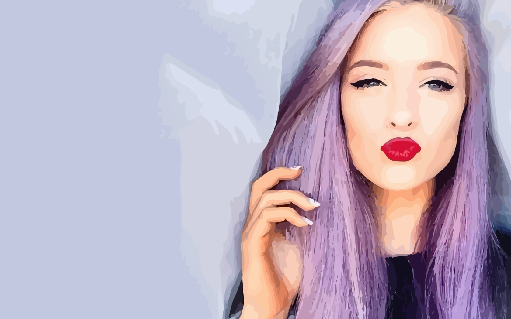 Девушка с фиолетовыми волосами, рисунок