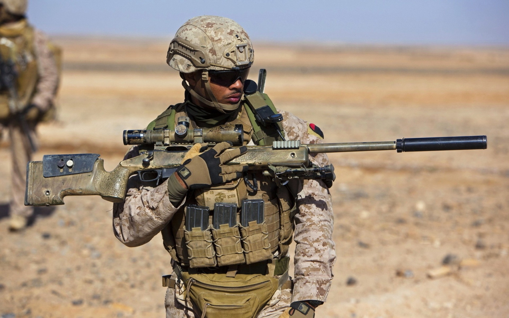 Soldier Sniper in the desert