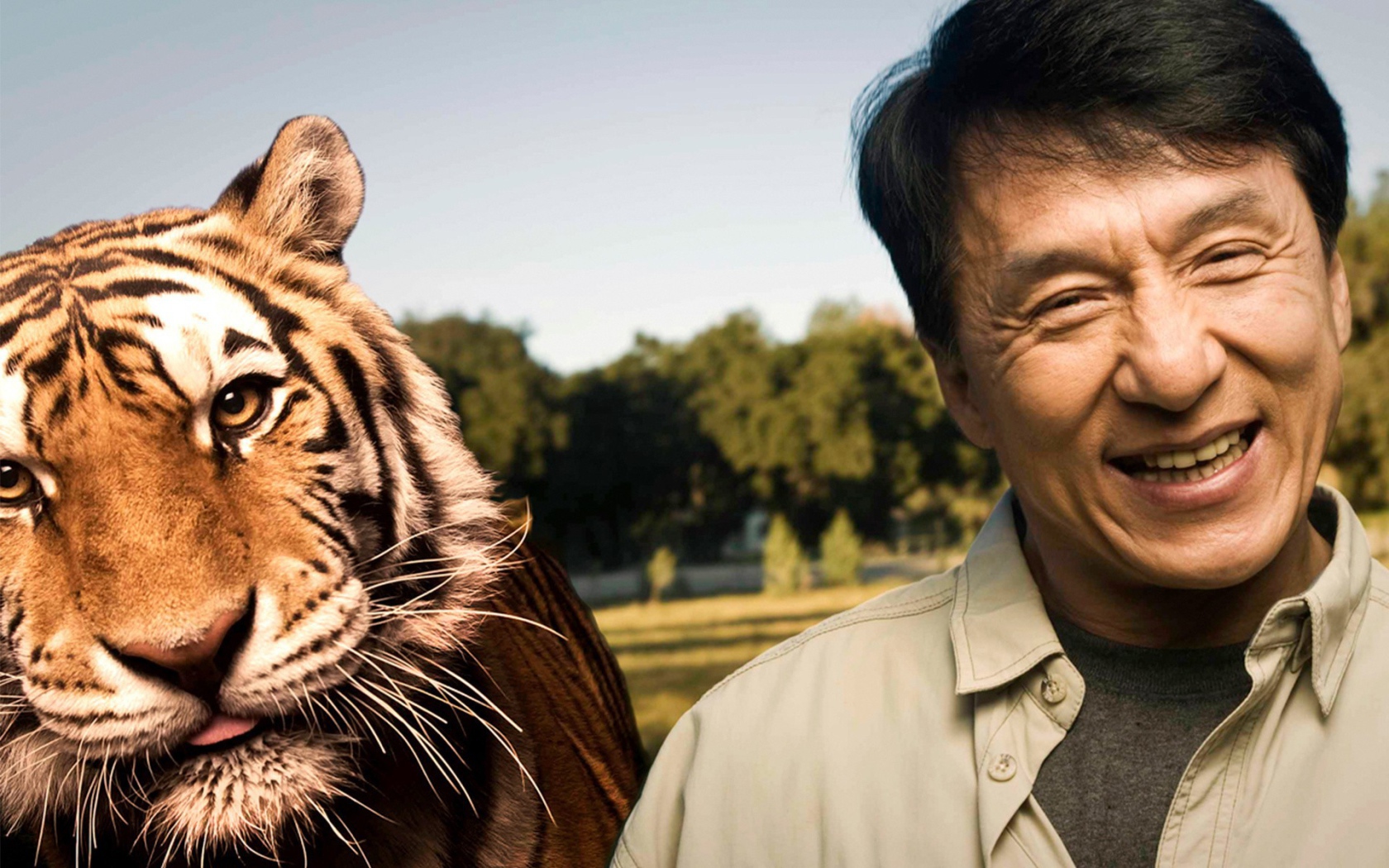 Jackie Chan with a tiger
