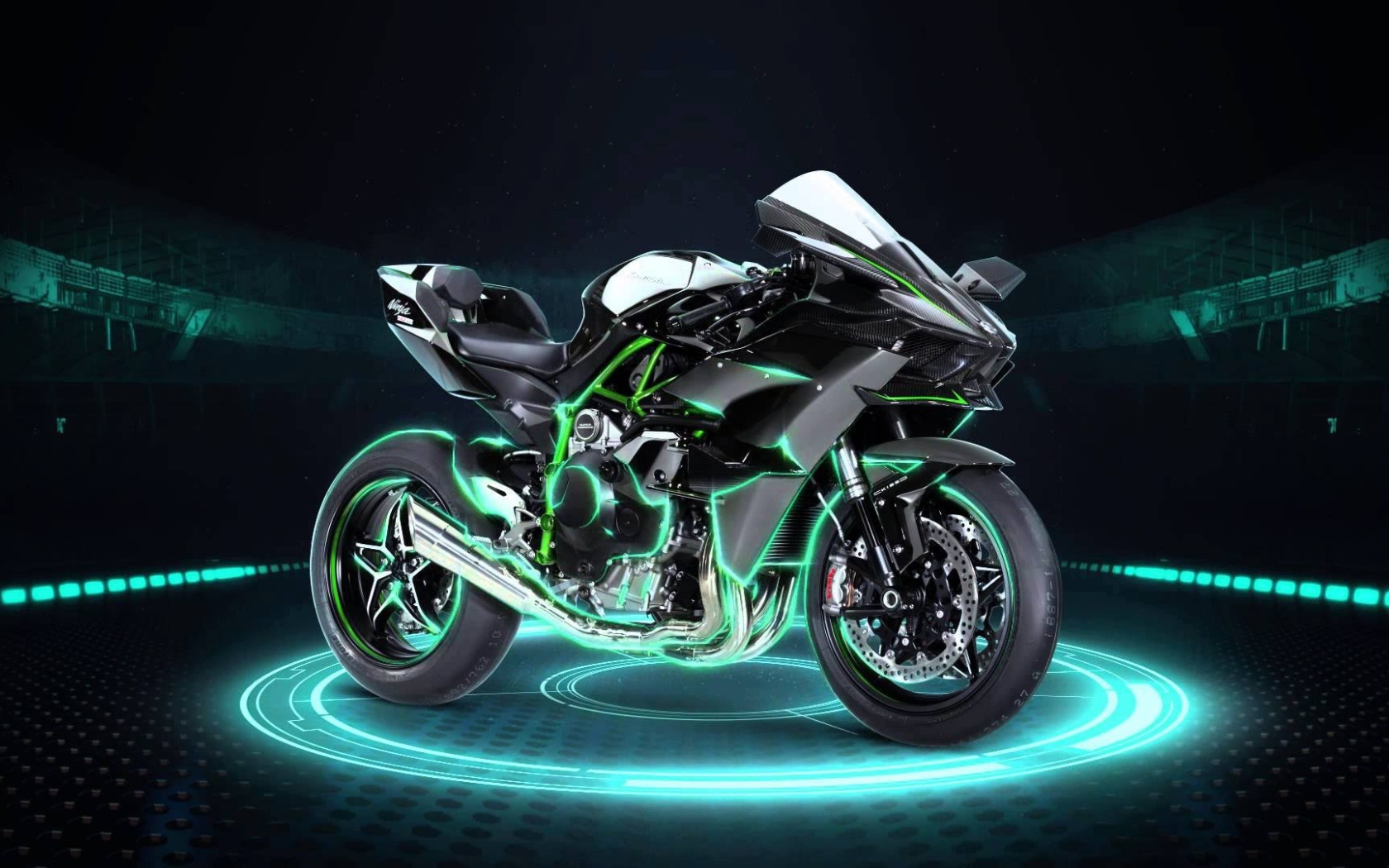 Неоновый мотоцикл Кавасаки
