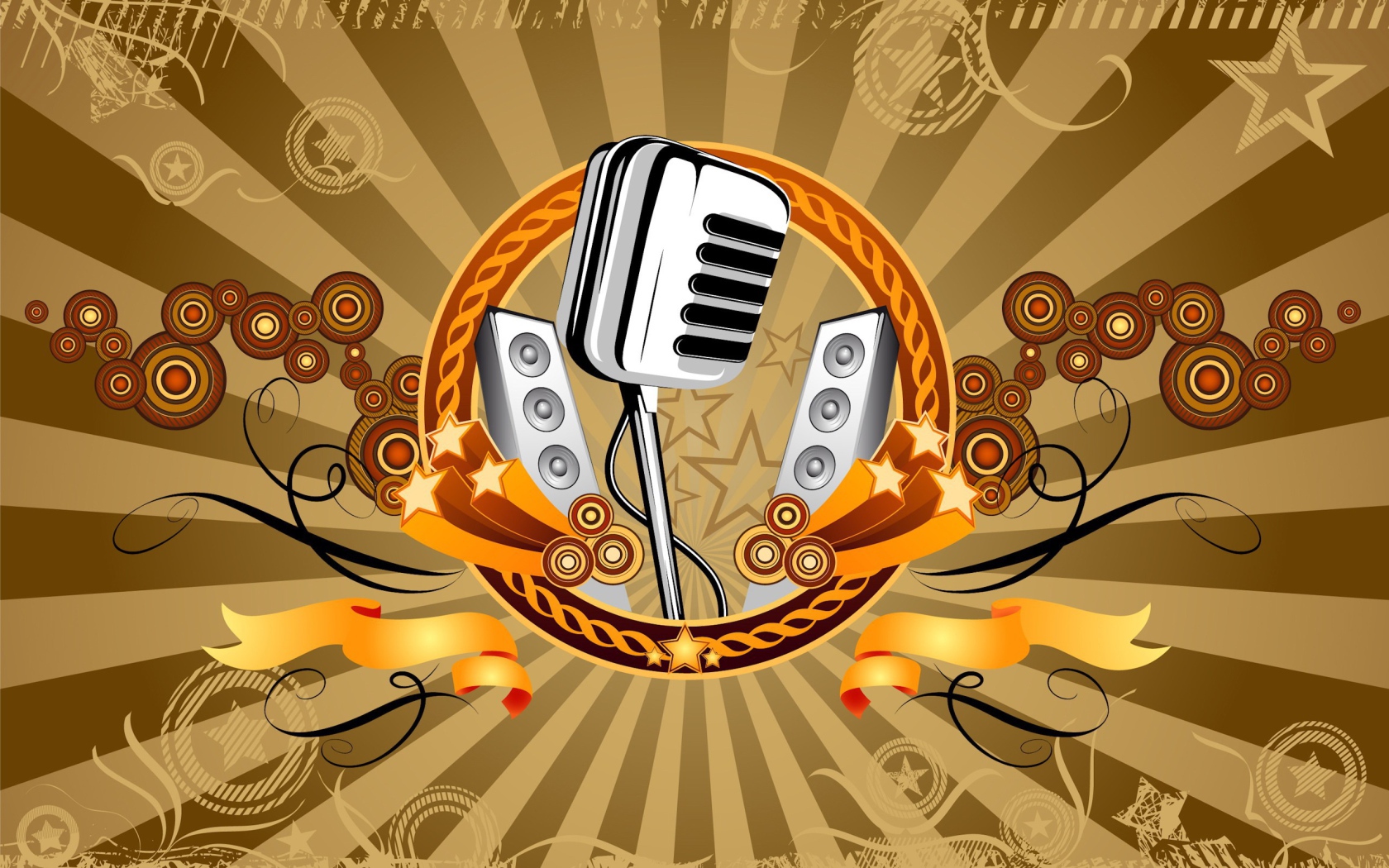 Аудио колонки и студийный микрофон