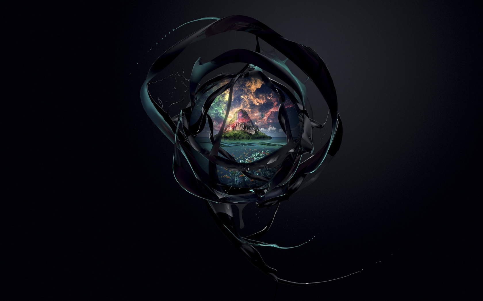 Остров на черном фоне