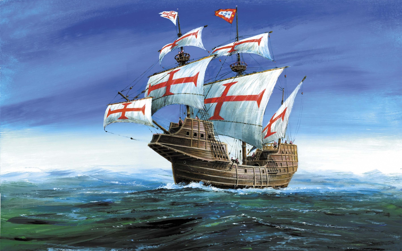 Парусный корабль с крестами