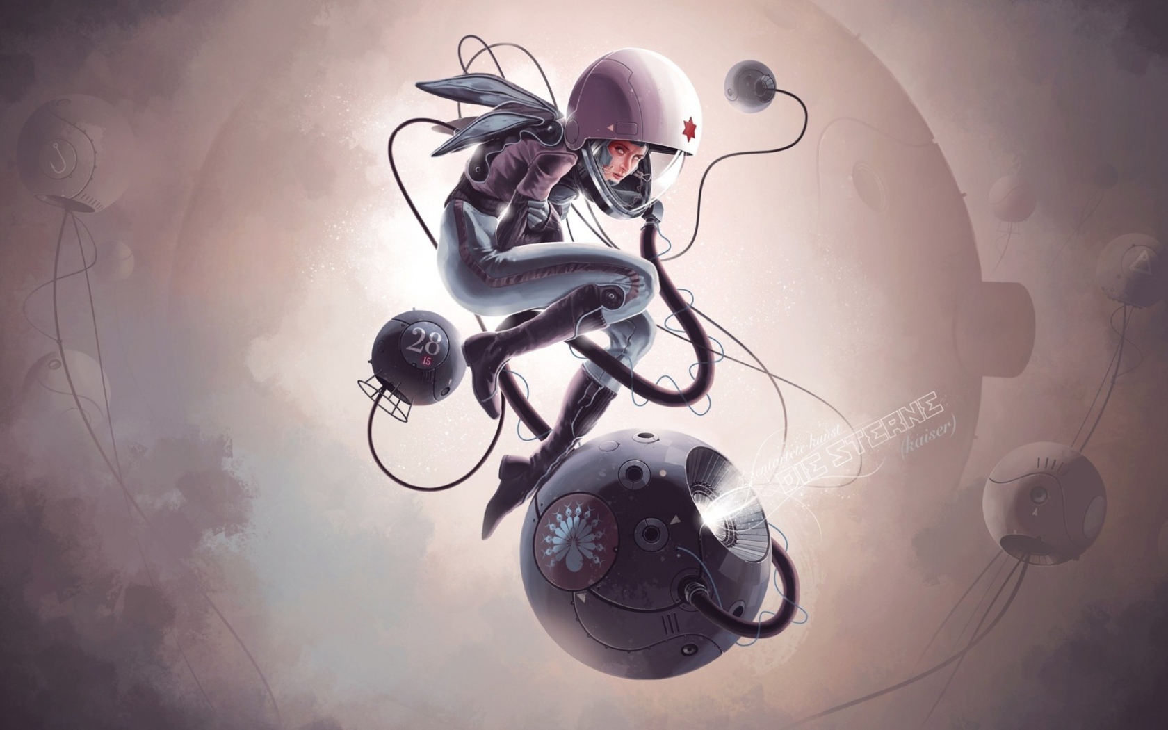 Астронавт с приборами в космосе