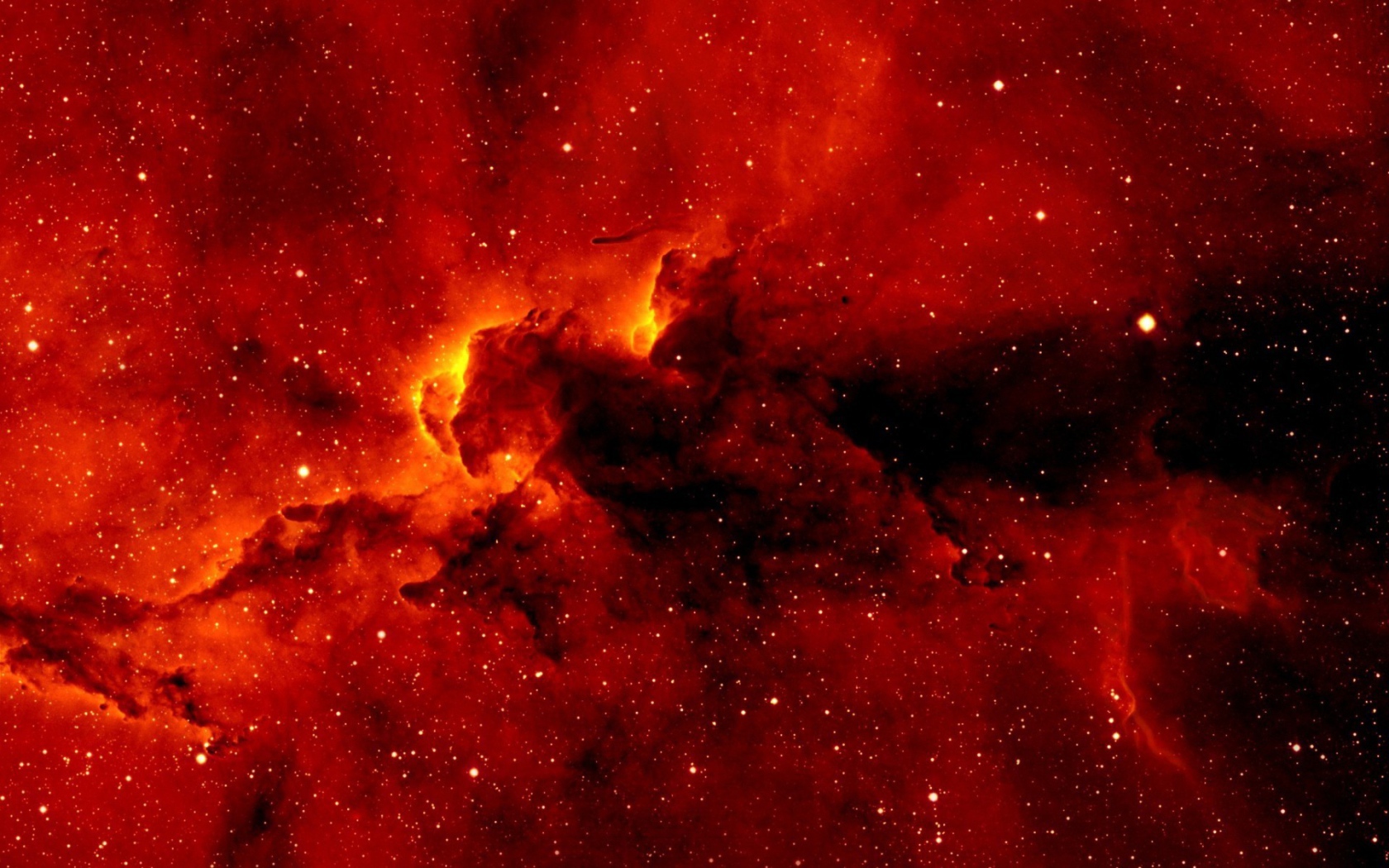 Bright red space nebula