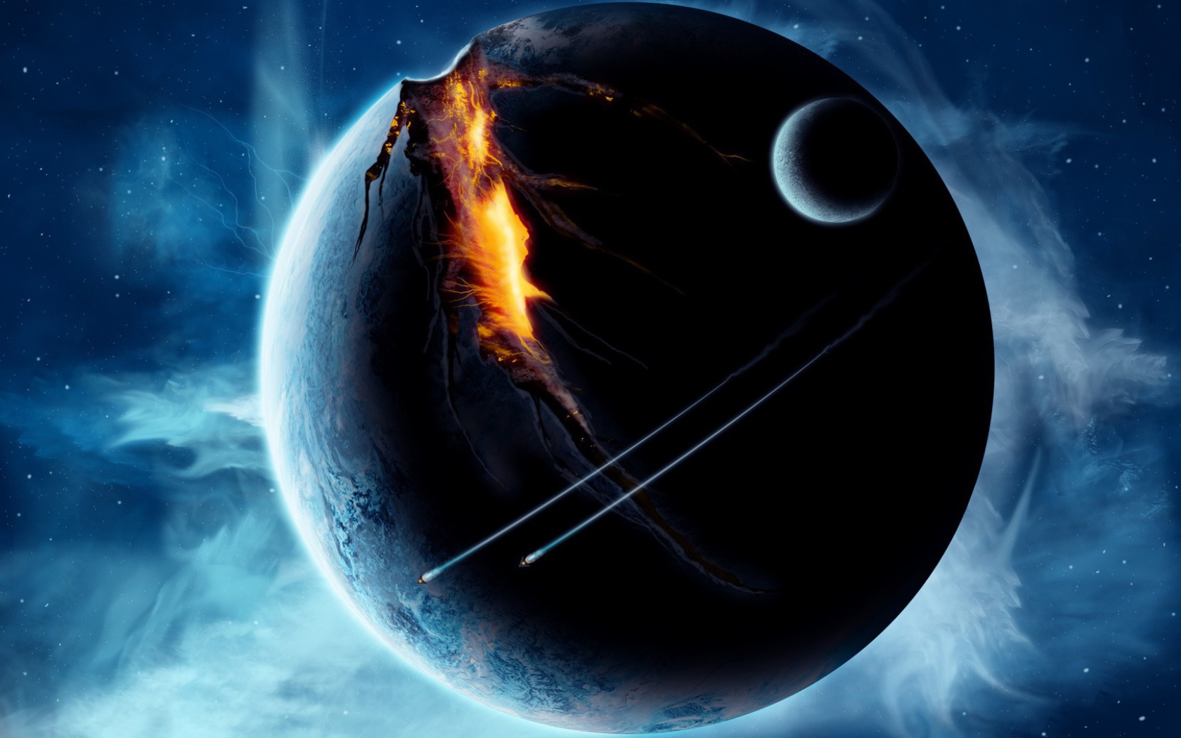 Трещина разрывает планету на две части