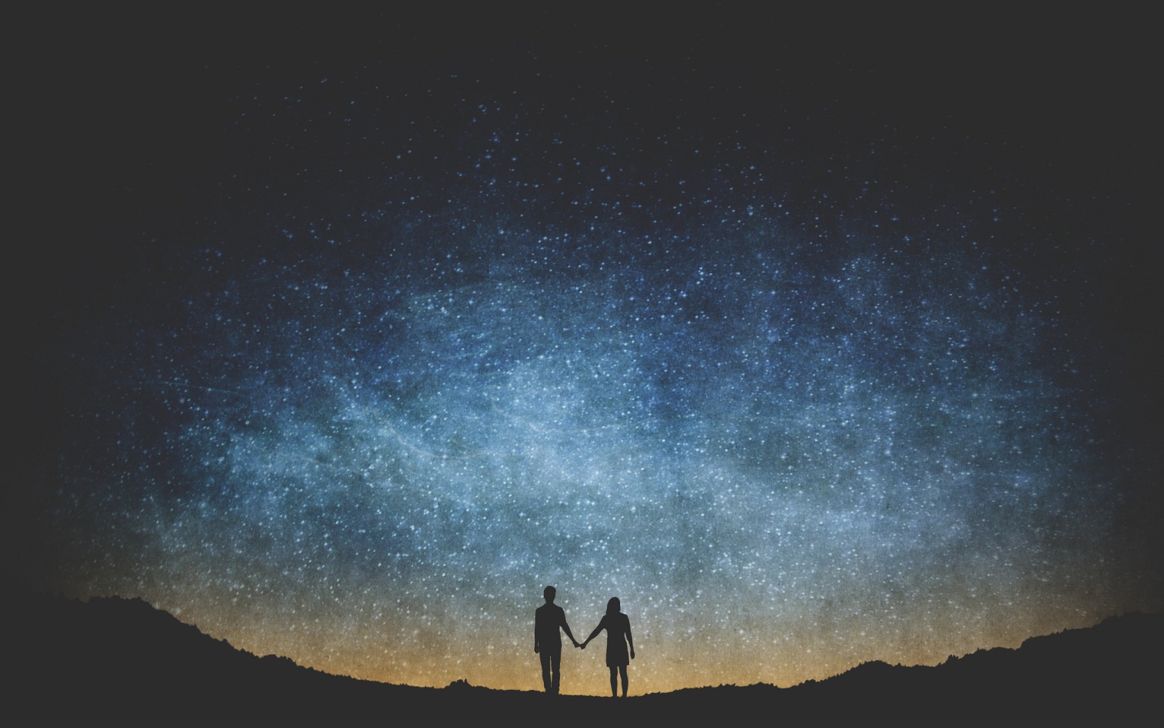 Влюбленные смотрят на звезды