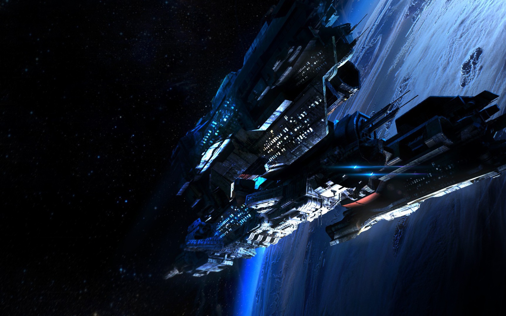 Космический корабль у далекой планеты