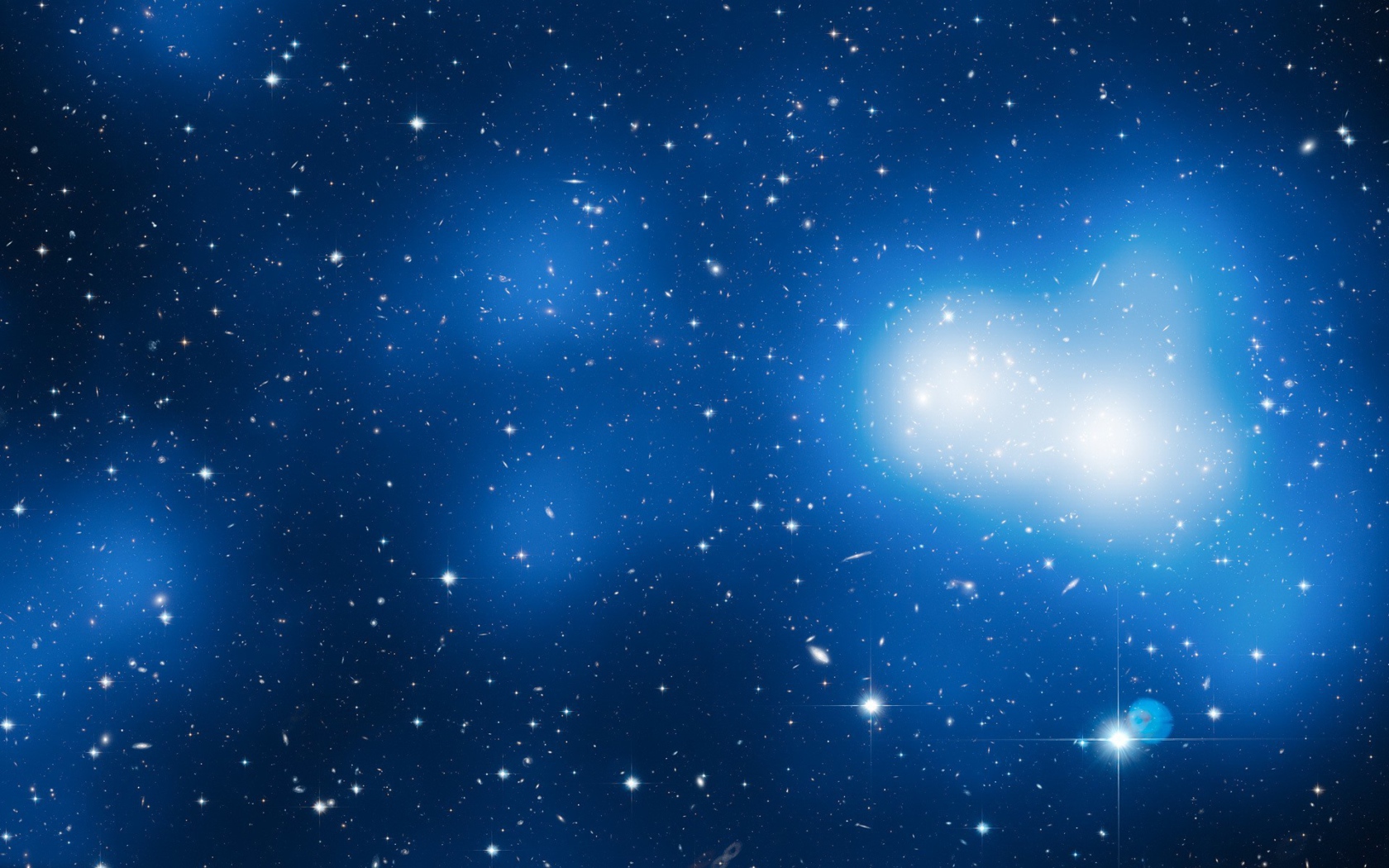 Звезды и галактики в голубом космосе