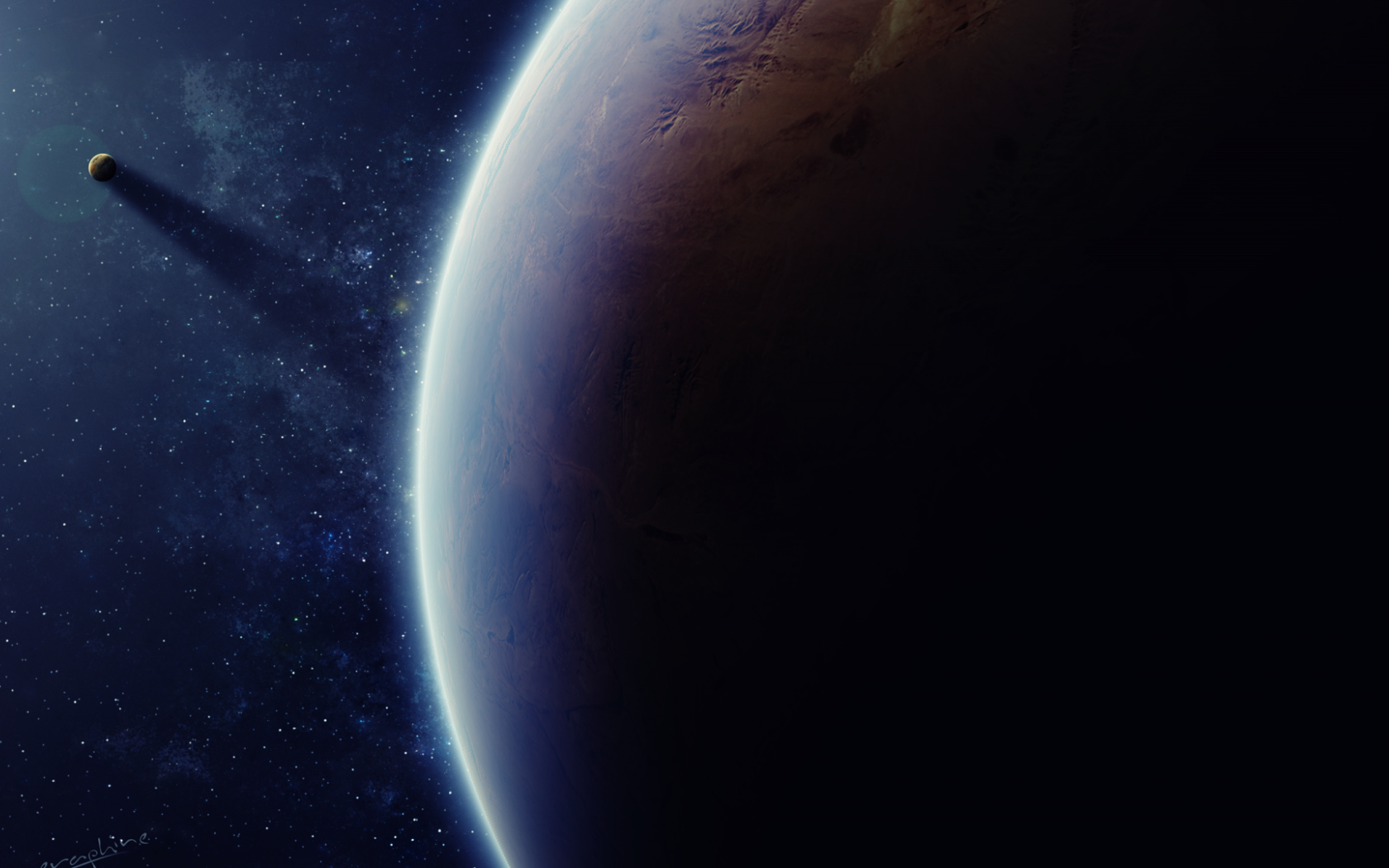 Тень от спутника большой планеты