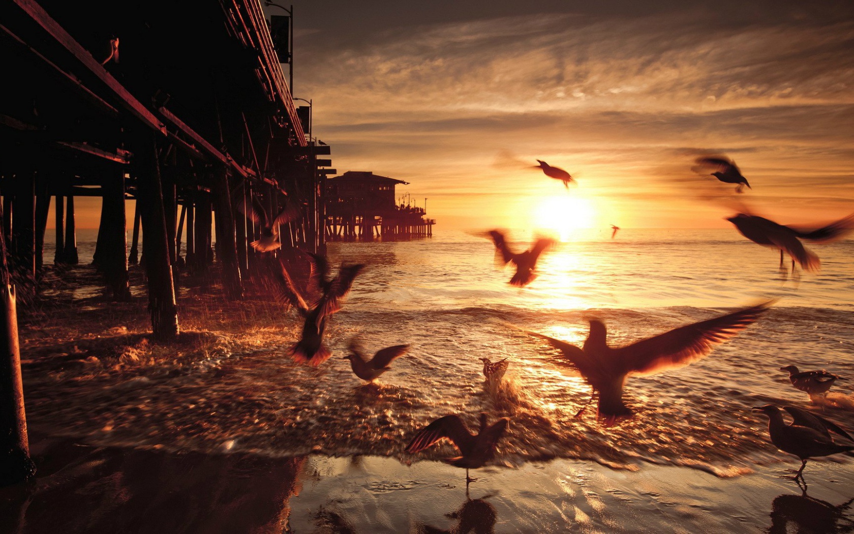 Закат в Санта-Монике. Калифорния, США