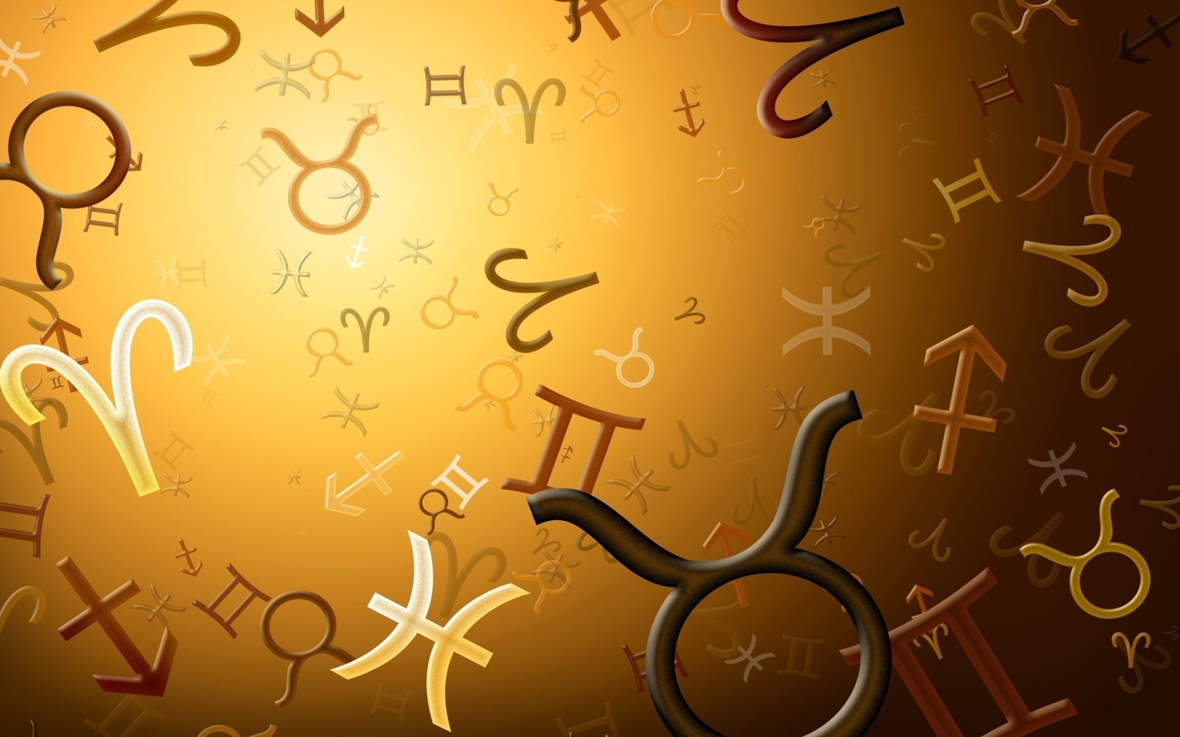 Signs of the Zodiac soar on a brown background