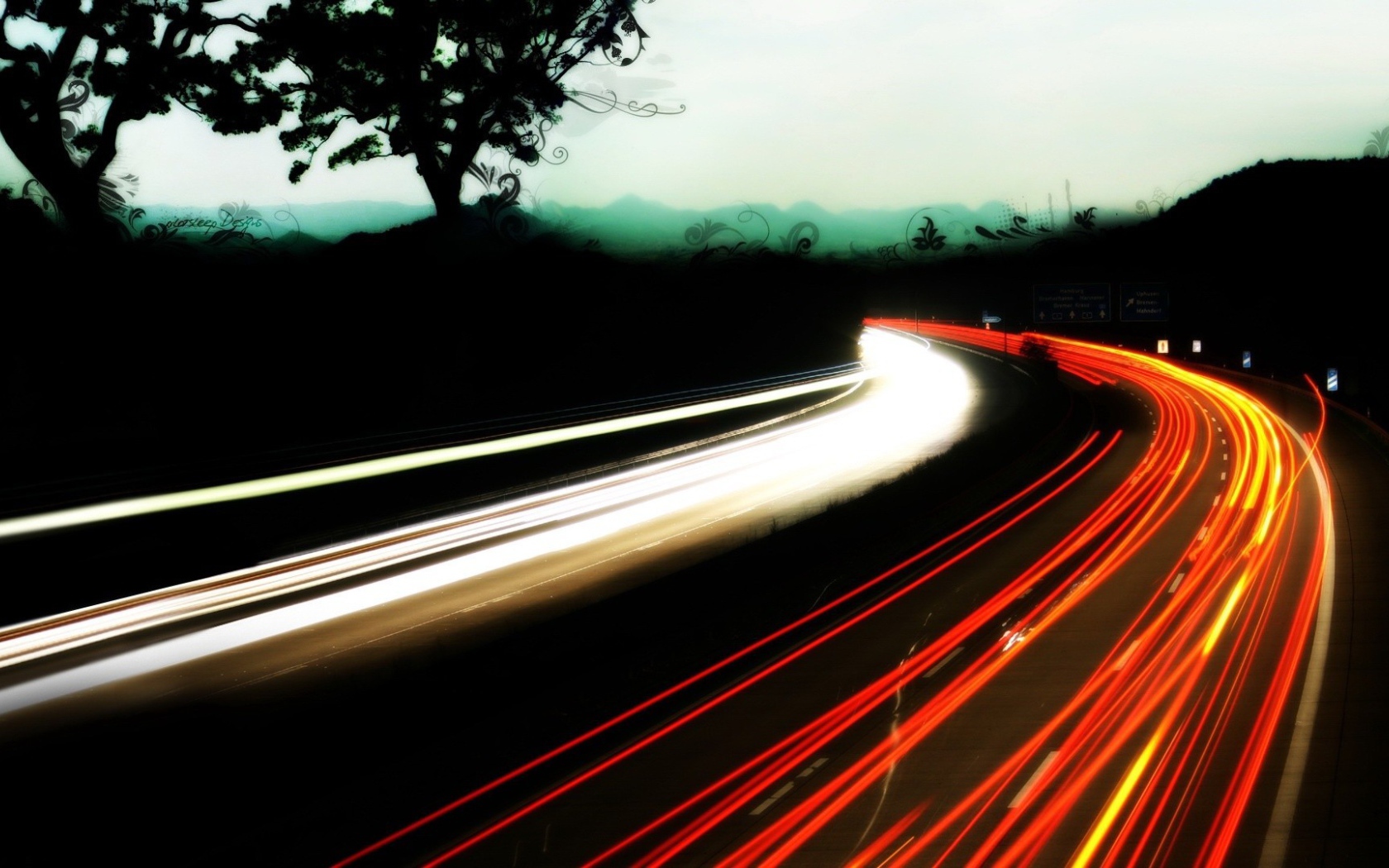 Фото автострады на длинной экспозиции