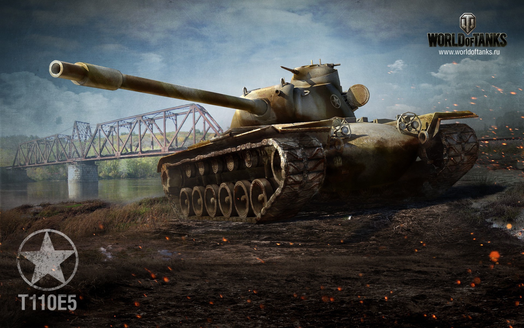 Танк на фоне моста в игре World of Tanks