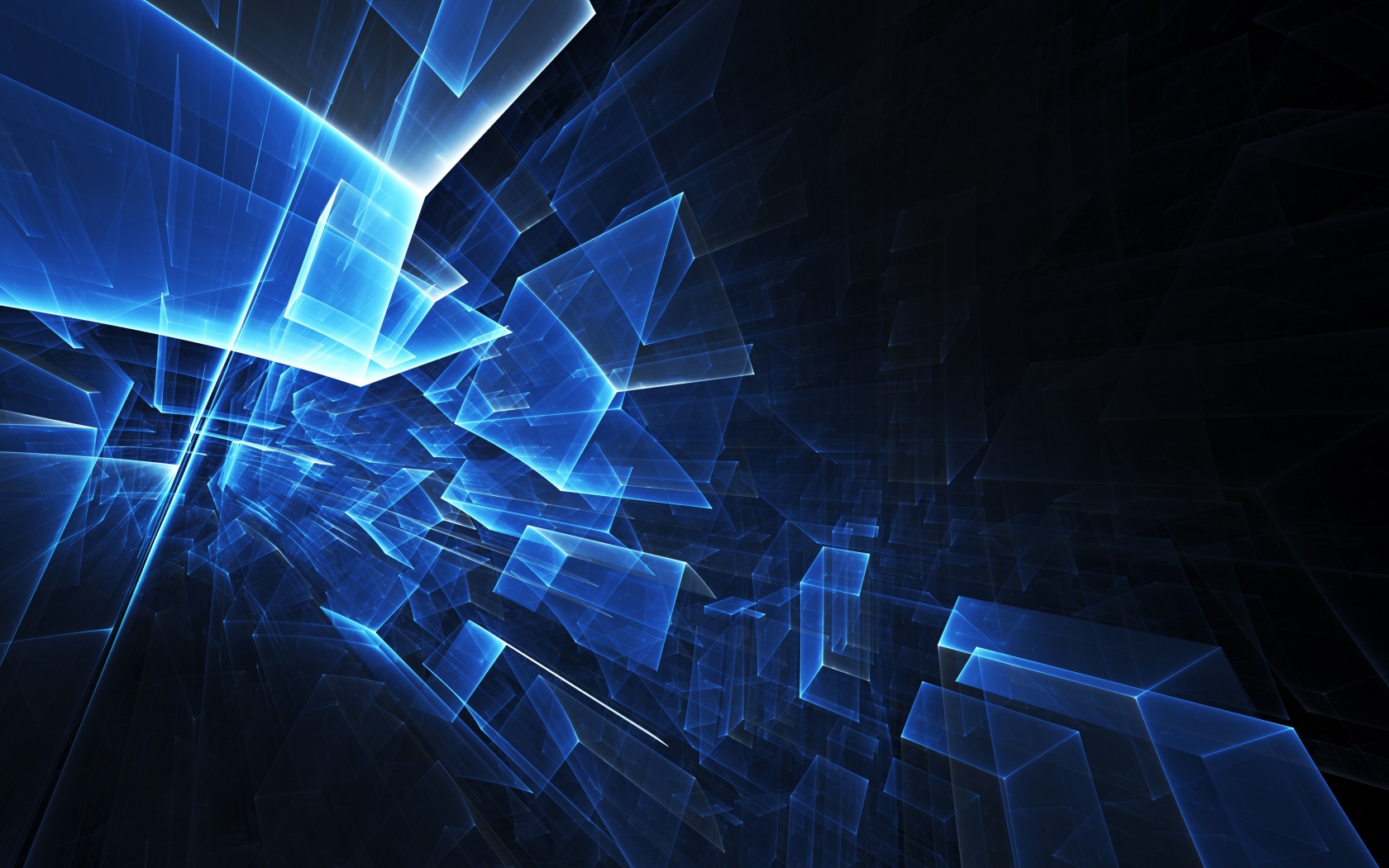 Голубые абстрактные фигуры в воздухе 3д графика