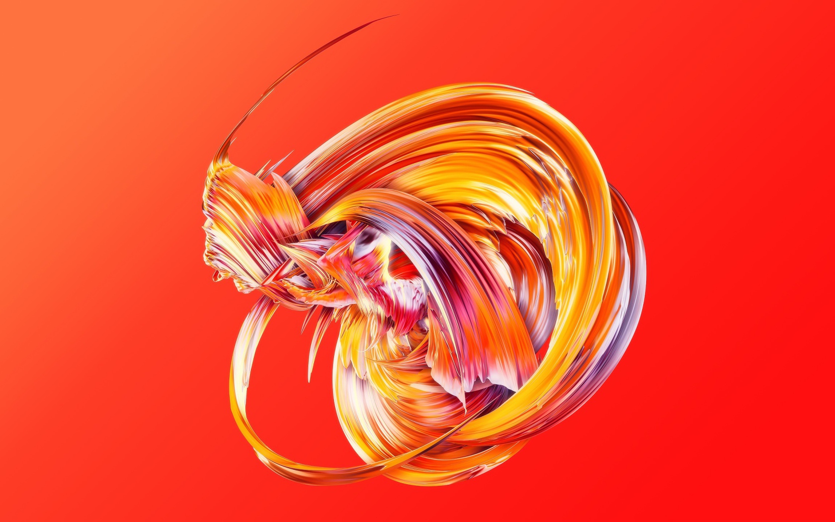 Красочные волны на оранжевом фоне 