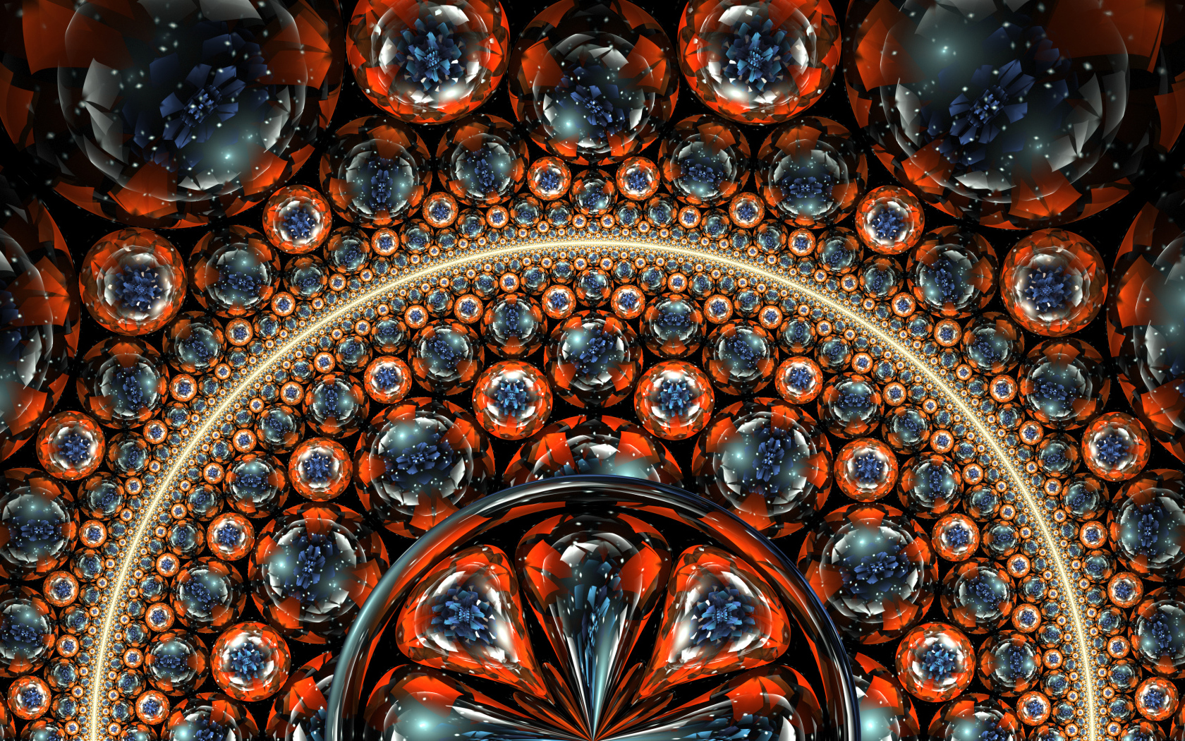 Разноцветные сферы, фрактальный рисунок