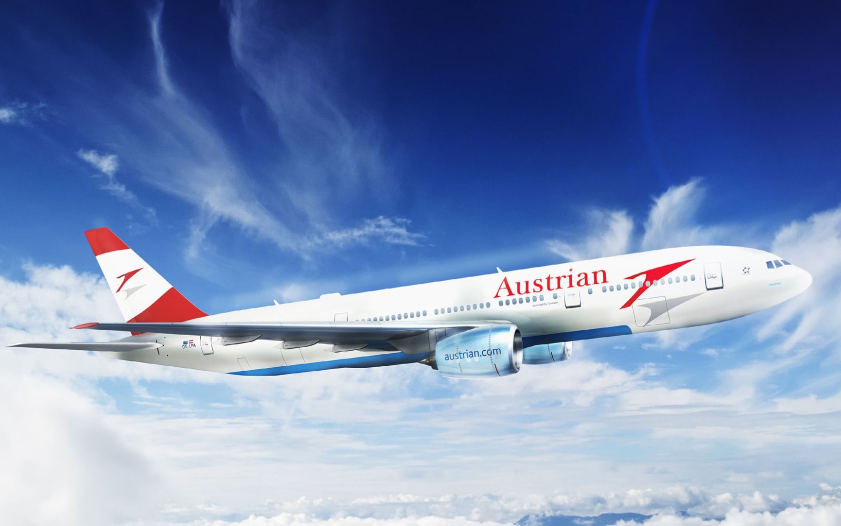 Embraer 195 авиакомпании Austrian Airlines на фоне неба