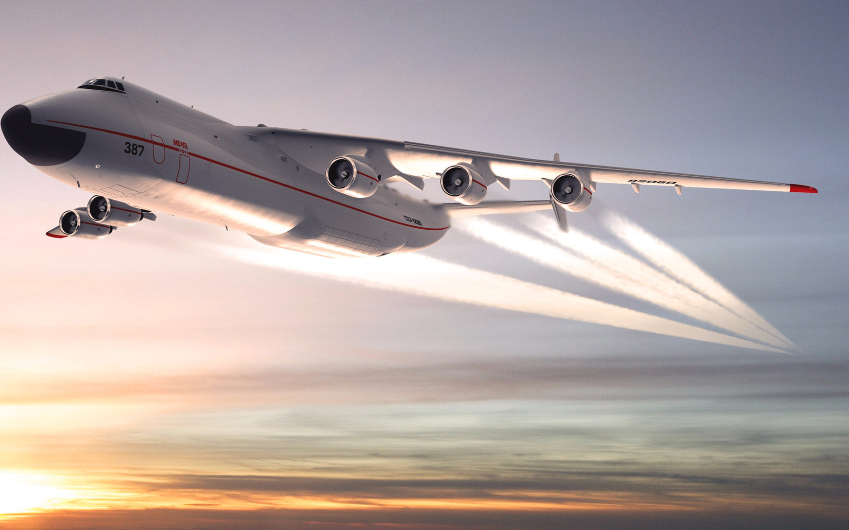 Реактивный самолет АН-225 Мрия на взлете 