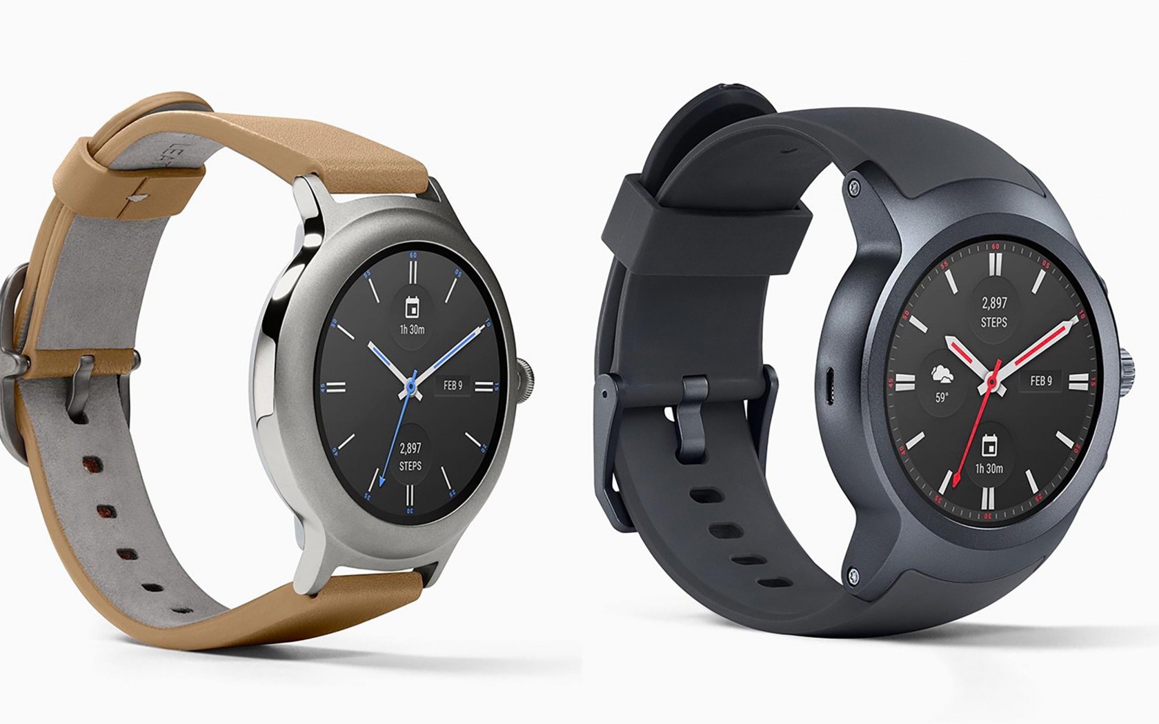 Стильные часы LG Watch Спорт, 2017 на белом фоне