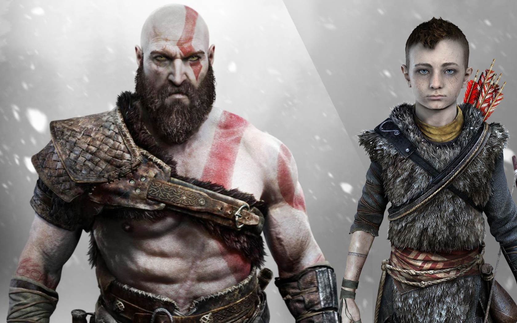 Кратос с сыном персонажи игры God of War