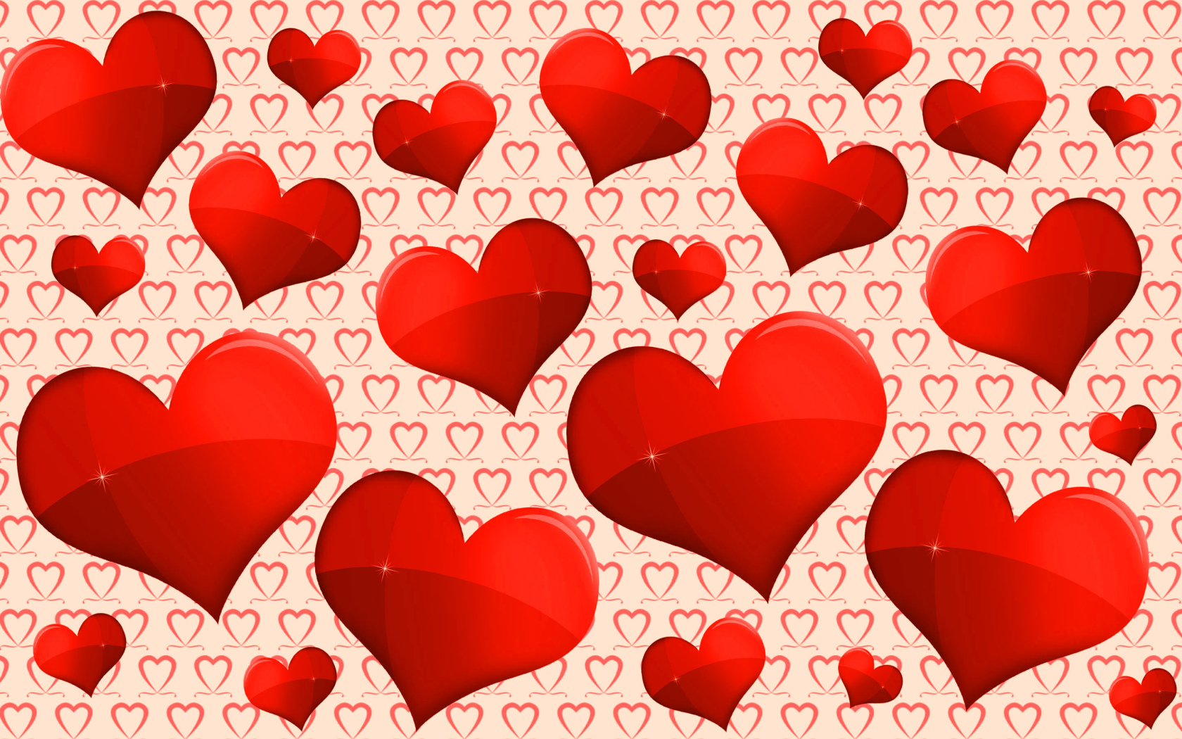 Много красных сердечек 