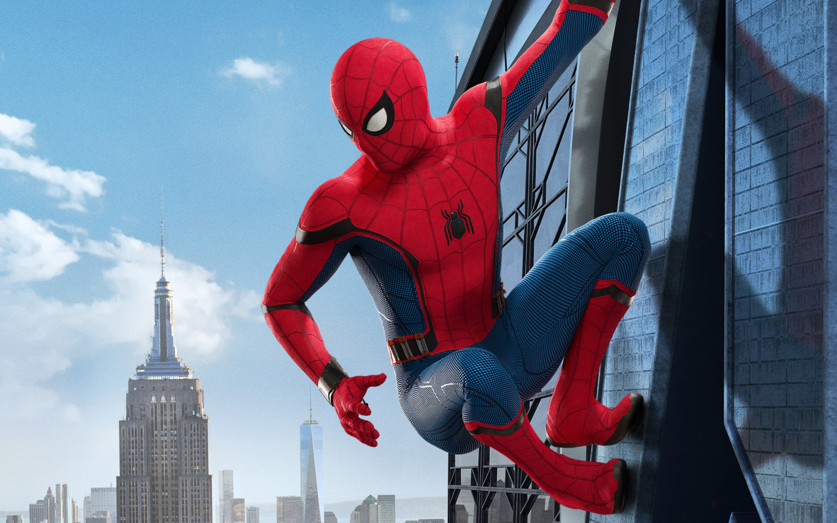 Главный герой фильма Человек-паук. Возвращение домой 2017 на стене 