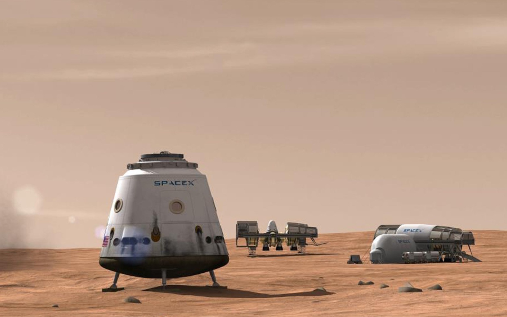 Космические корабли фирмы SpaceX на Марсе 