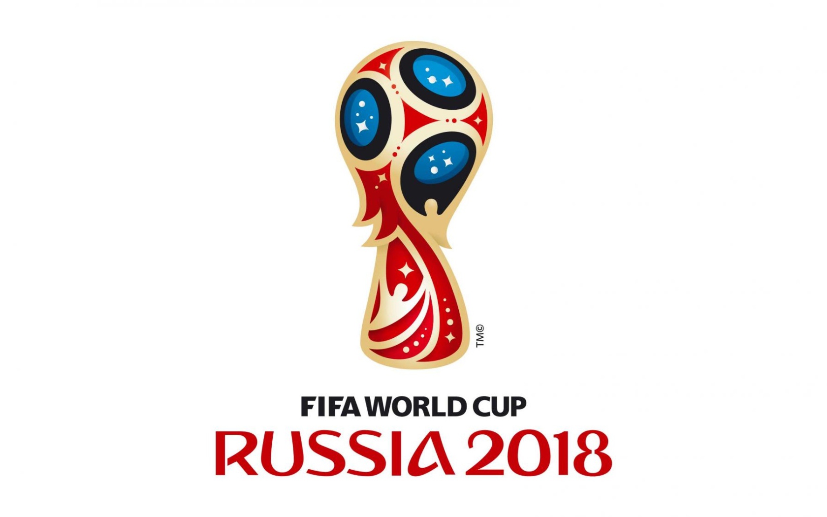 Эмблема Чемпионата мира по футболу 2018 на белом фоне  