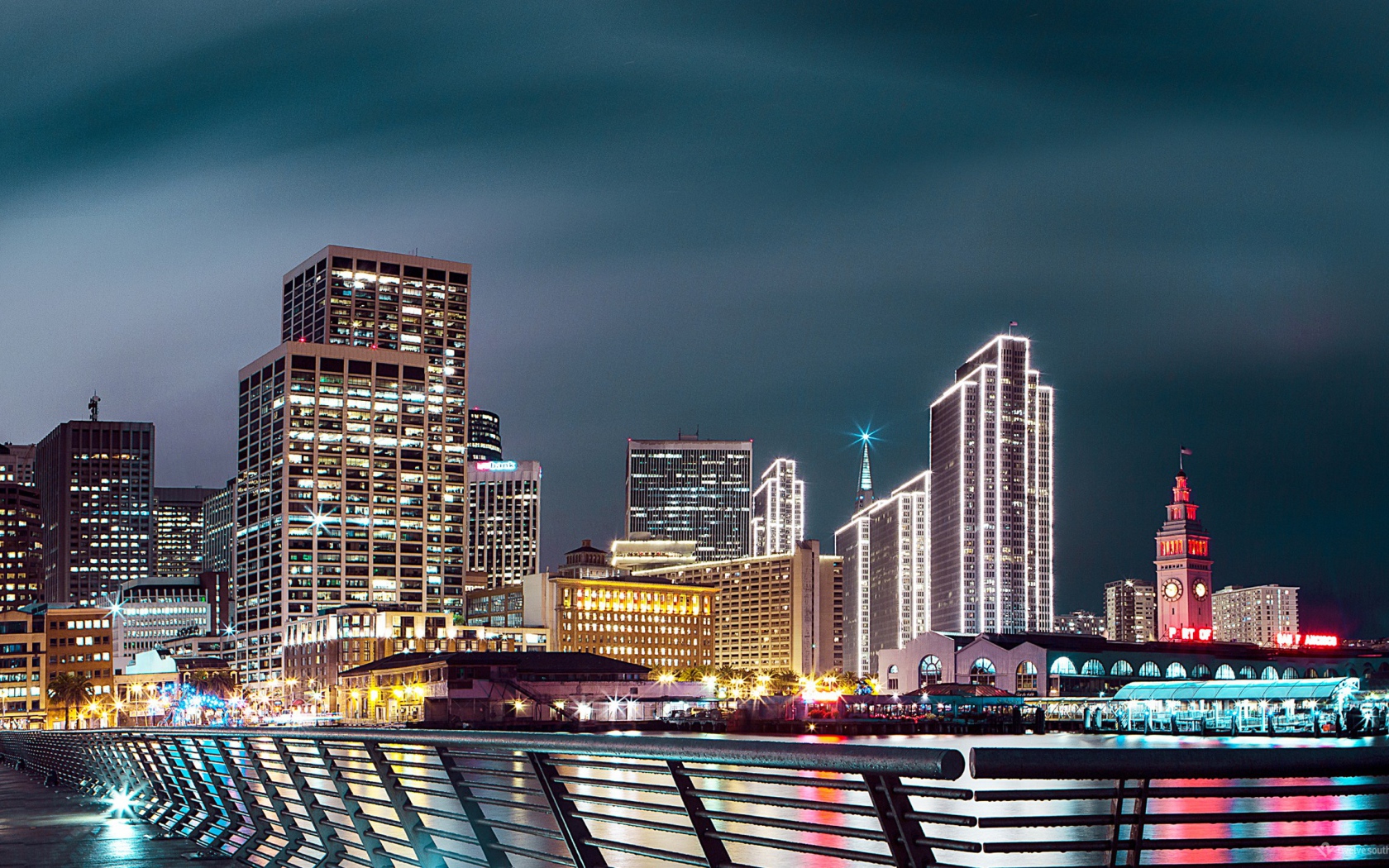 Красивый ночной город Сан - Франциско  