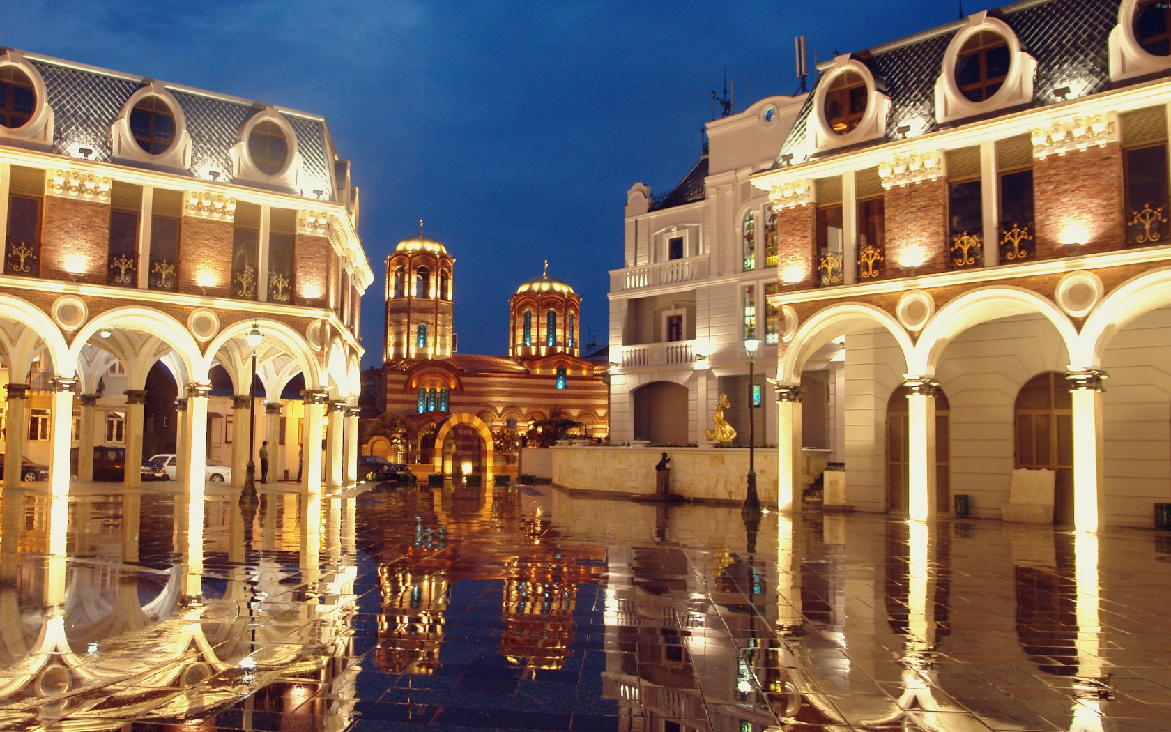 Площадь Пьяцца-дель-Пополо вечером, Рим. Италия