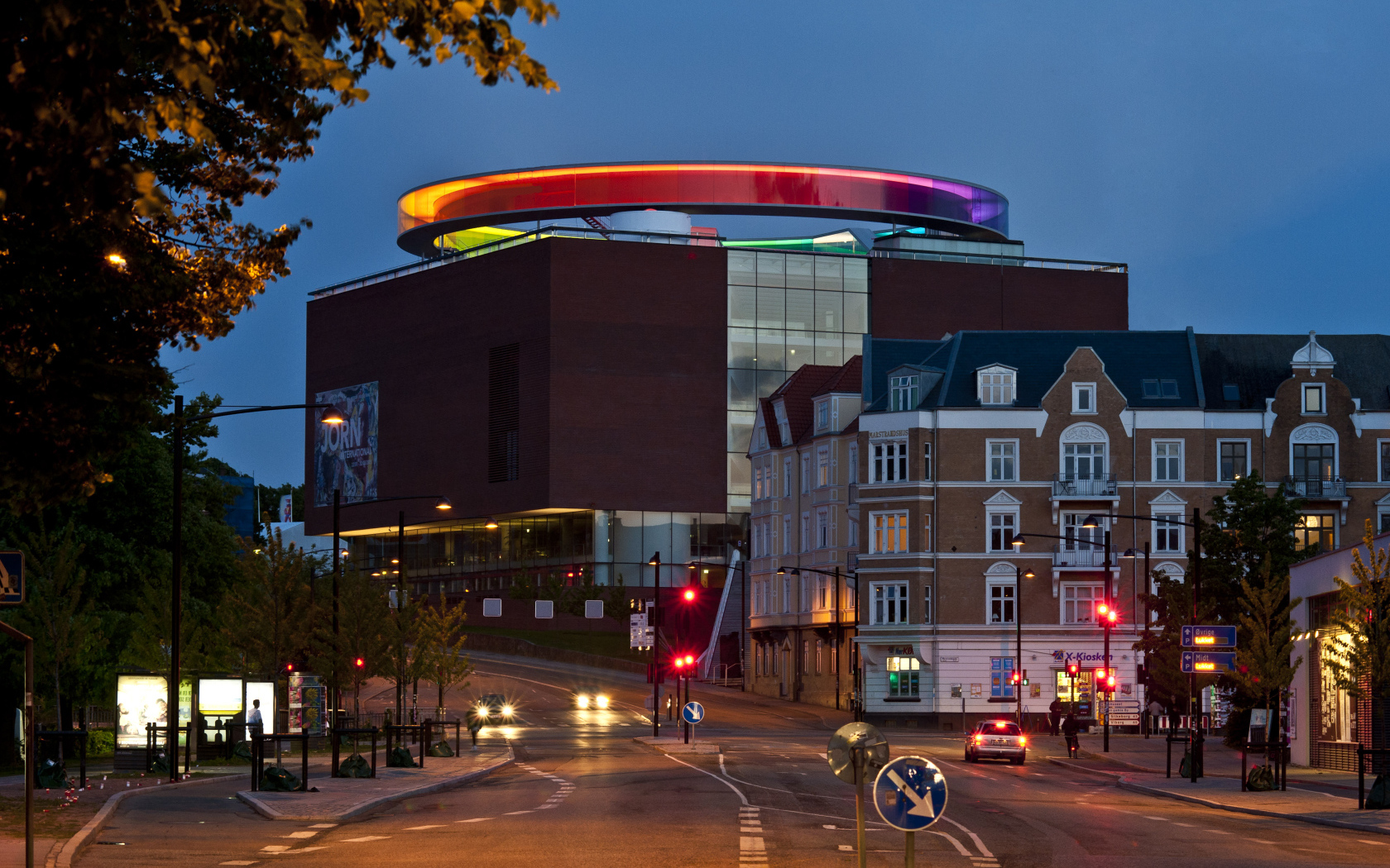 Панорама вечернего города Орхус, Дания