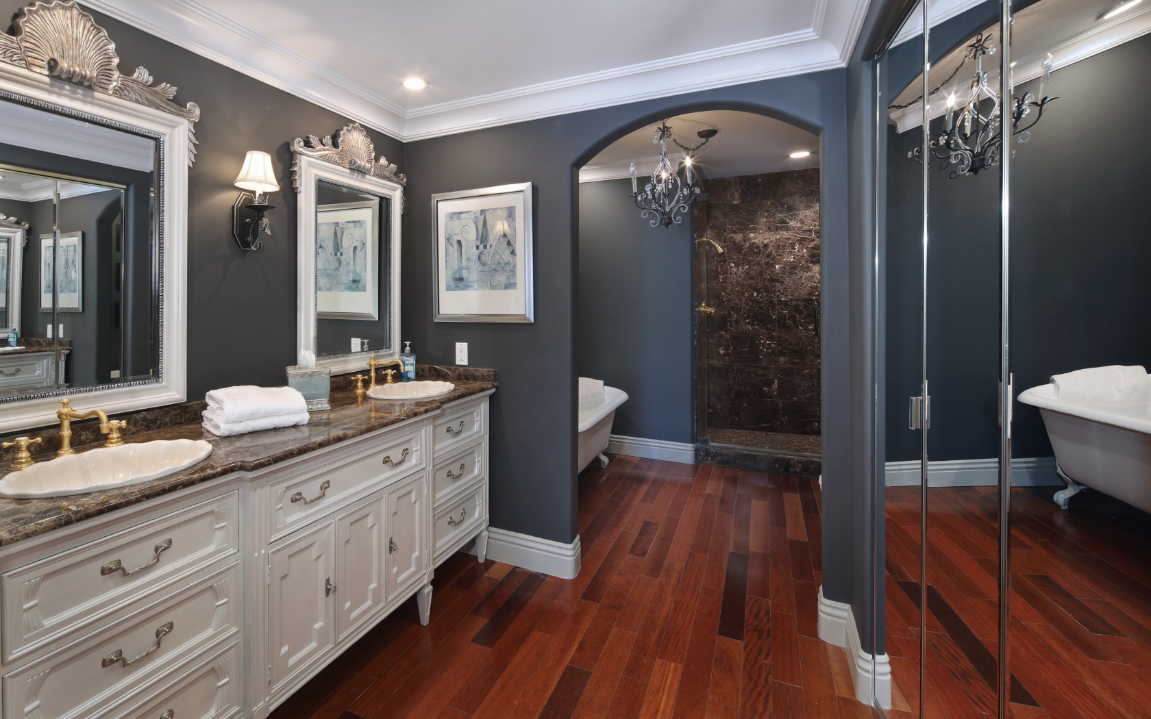 Beautiful bathroom in gray - pastel colors