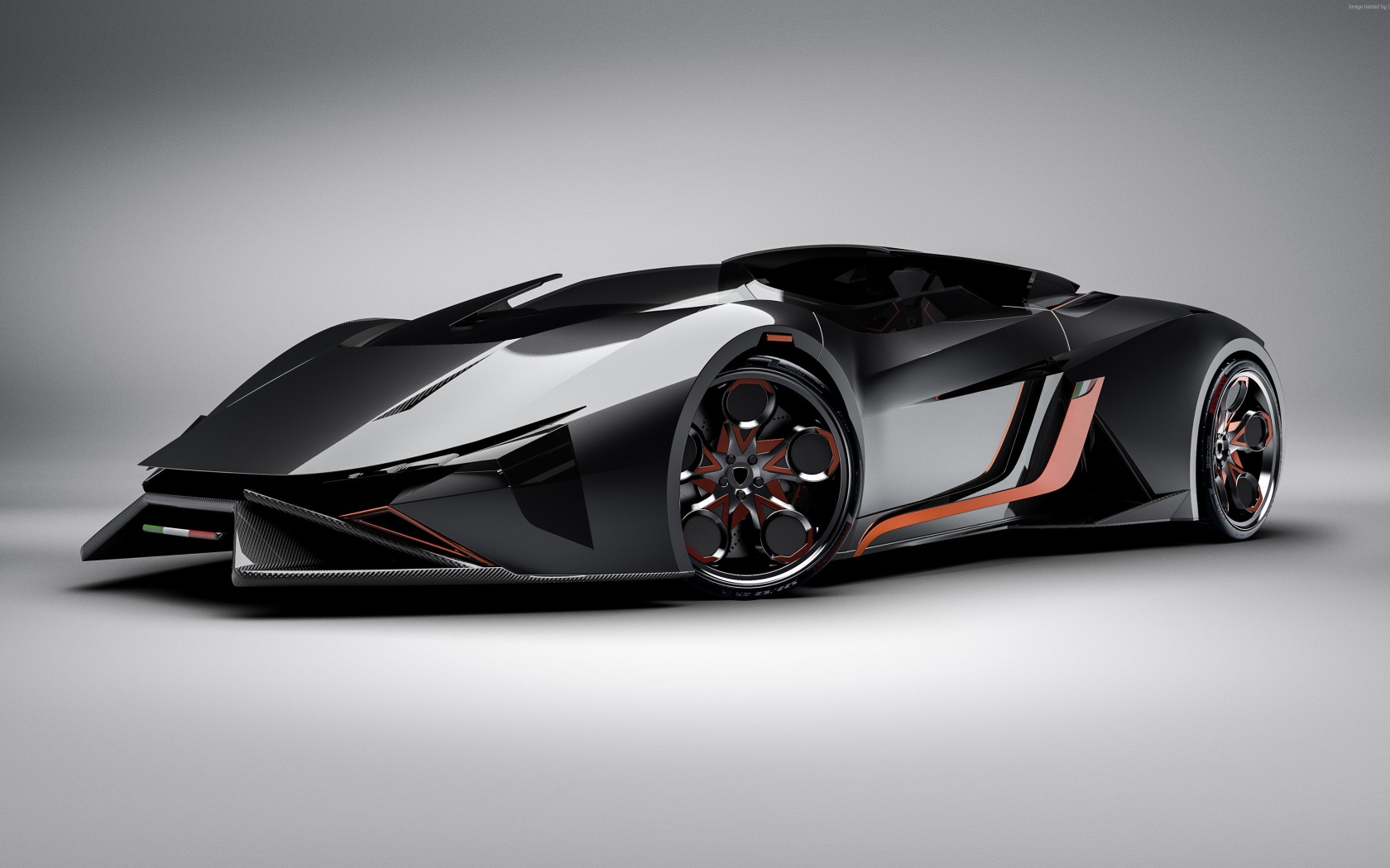 Электрический автомобиль Lamborghini Diamante на сером фоне