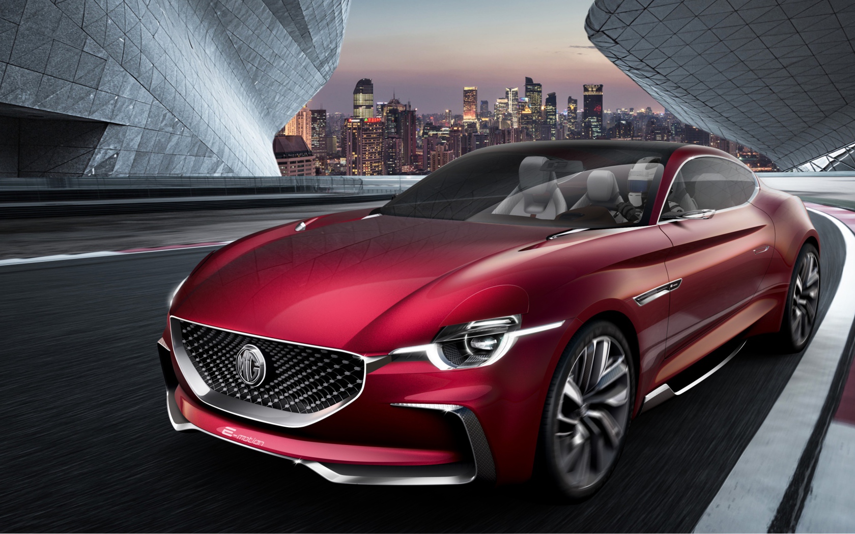 Бордовый электромобиль MG E-Motion, новинка 2020 года