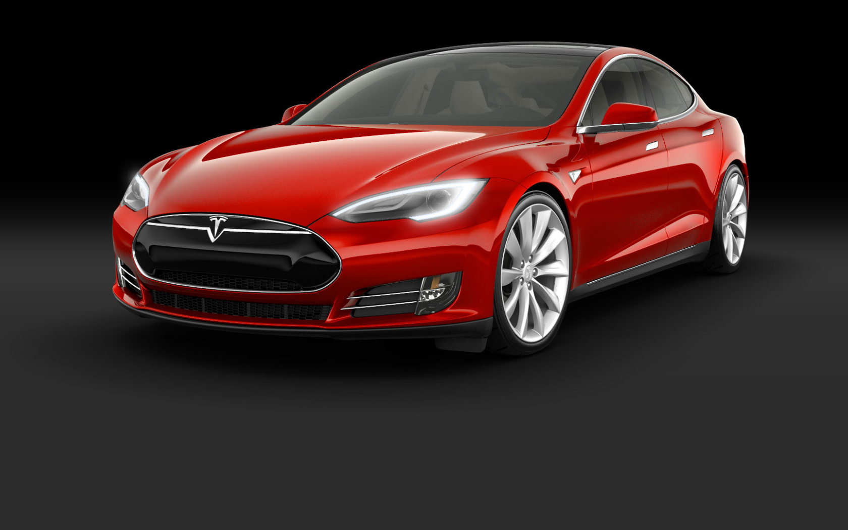 Красный электромобиль Tesla Model S 