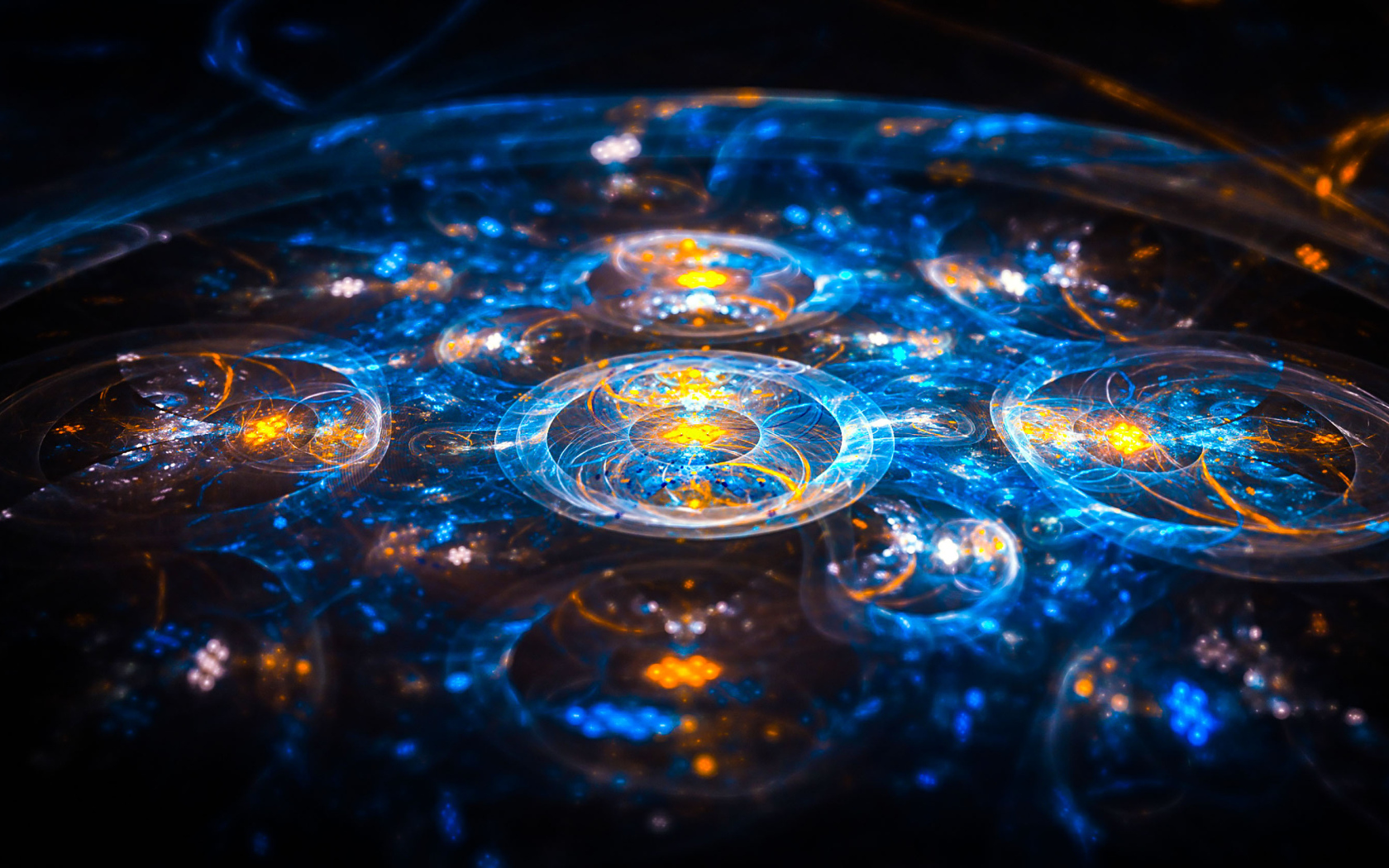 Красивый голубой с желтым фрактальный рисунок