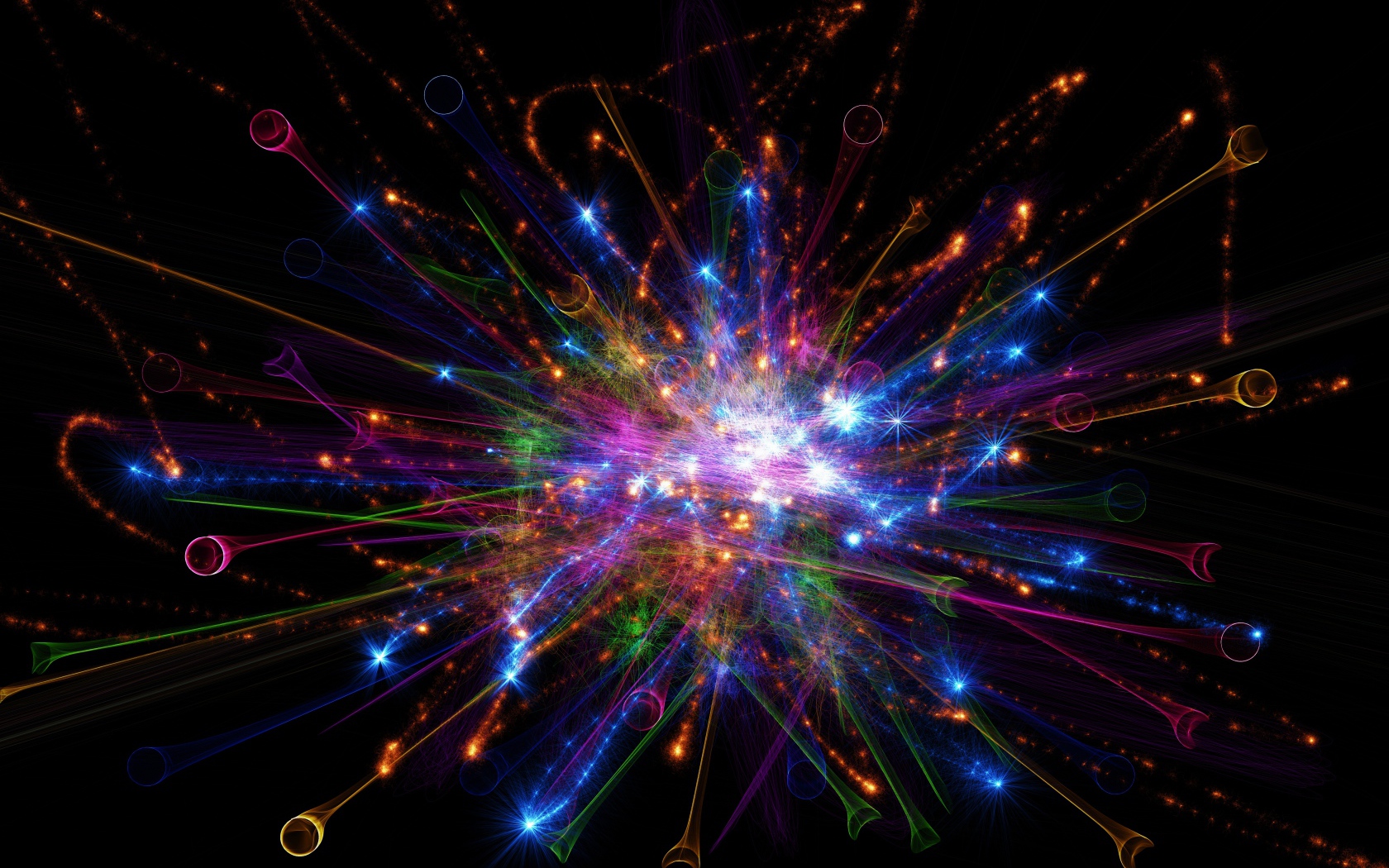 Яркие абстрактные лучи на черном фоне