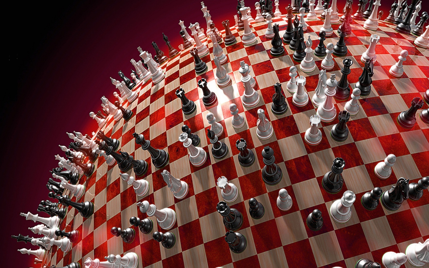 Шахматы на круглой шахматной доске, 3д графика