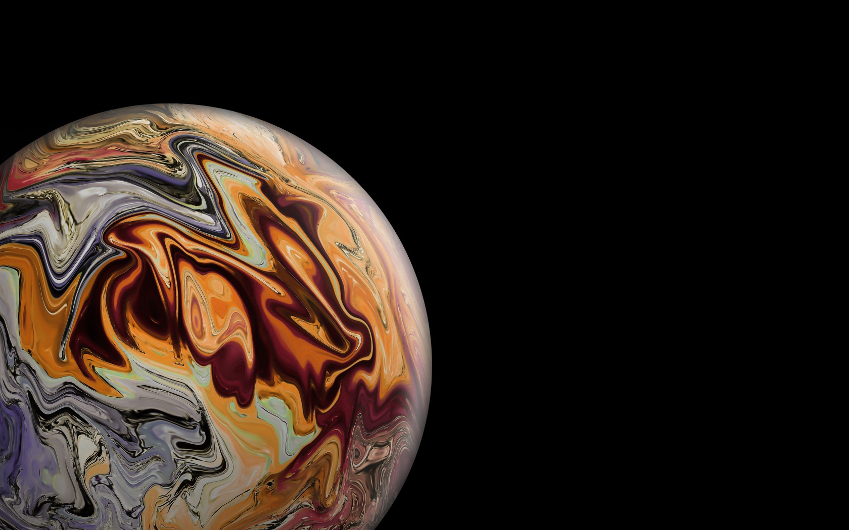 Разноцветный 3д шар на черном фоне