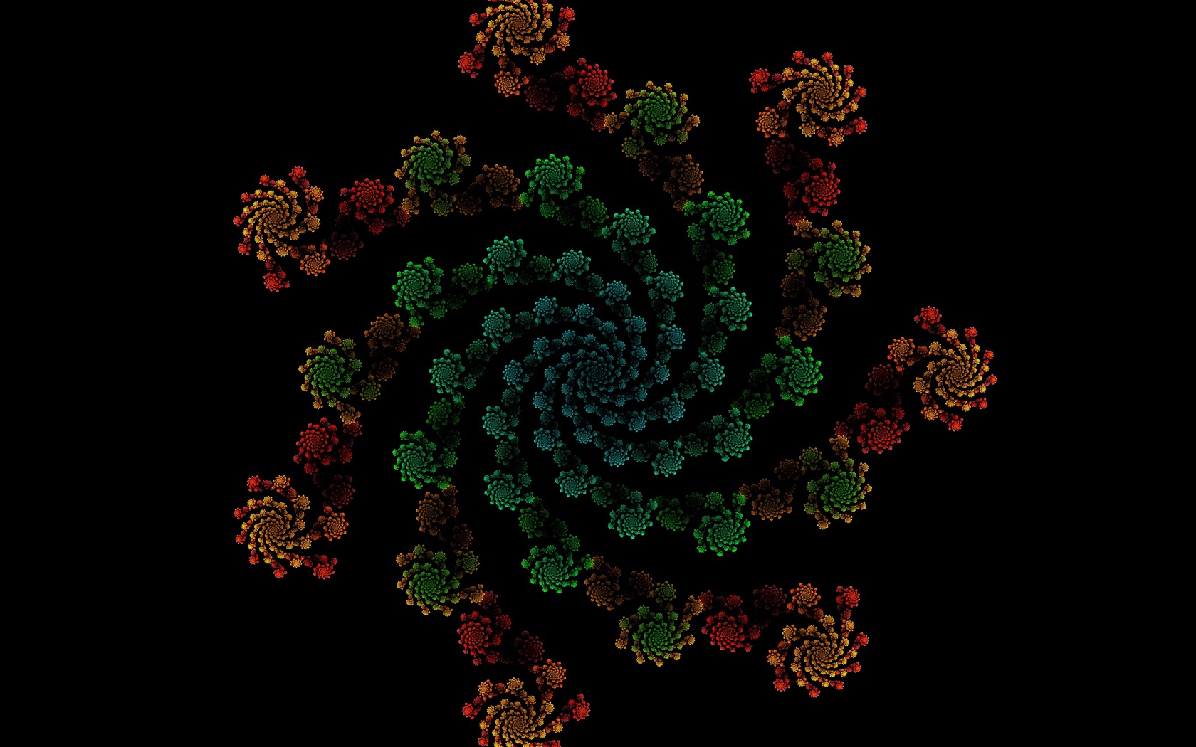 Узорный фрактальный рисунок на черном фоне