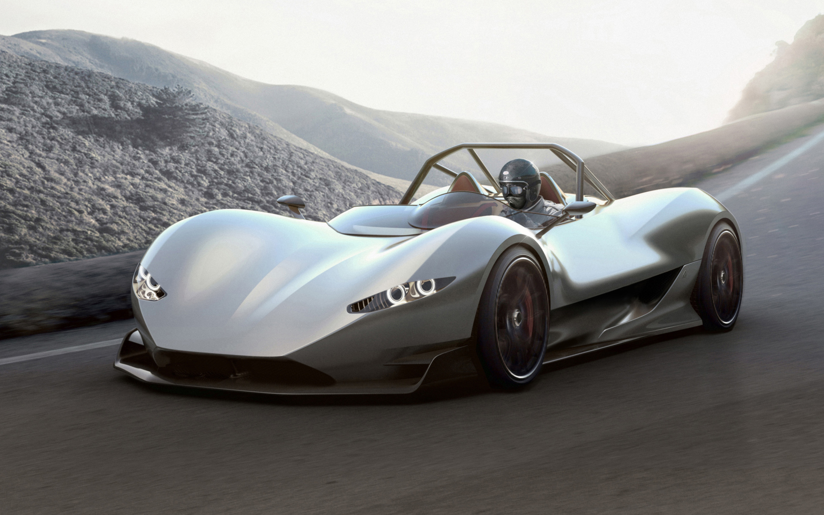 Серебристый спортивный автомобиль Aznom SerpaS, 2018