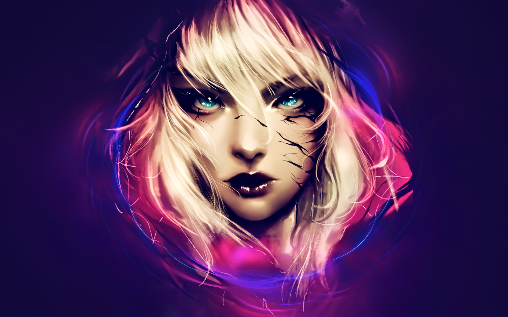 Фантастическая девушка с голубыми глазами, арт