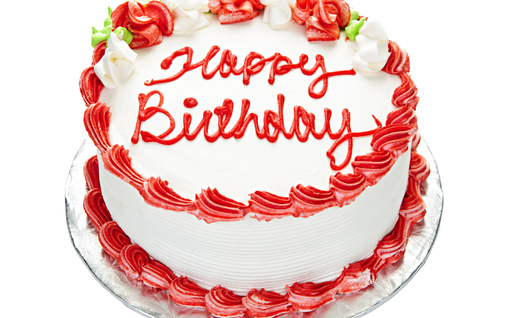 Красивый праздничный торт на день рождения на белом фоне