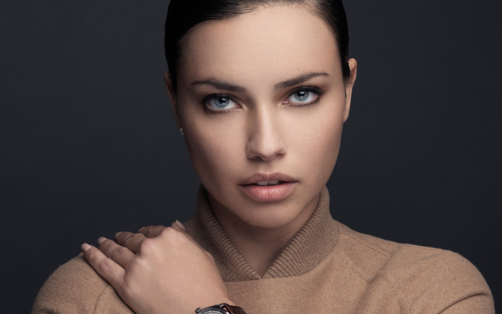 Бразильская супермодель Адриана Лима фото на сером фоне