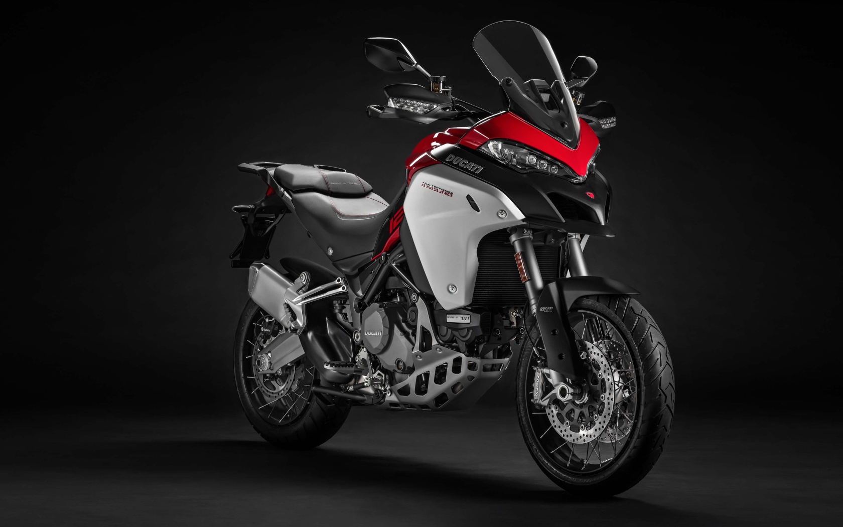 Motorcycle Ducati Multistrada 1260 Enduro, 2019 year on a gray background