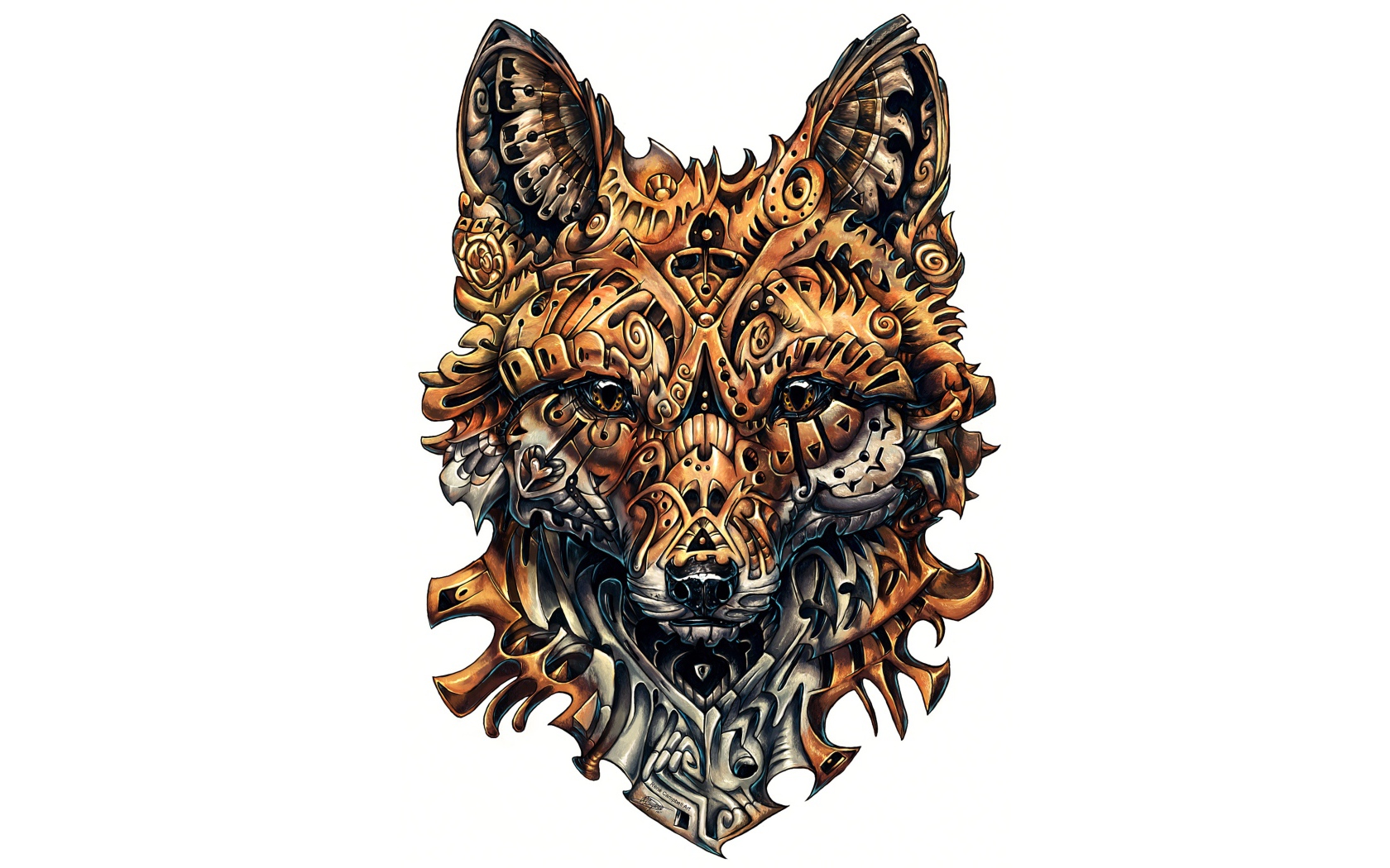 Лиса на белом фоне, татуировка