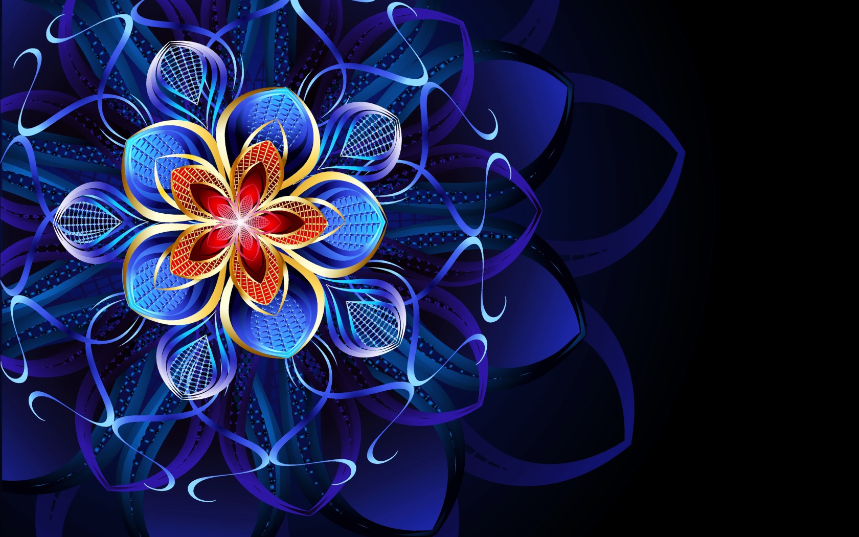 Красивый абстрактный неоновый рисунок на черном фоне