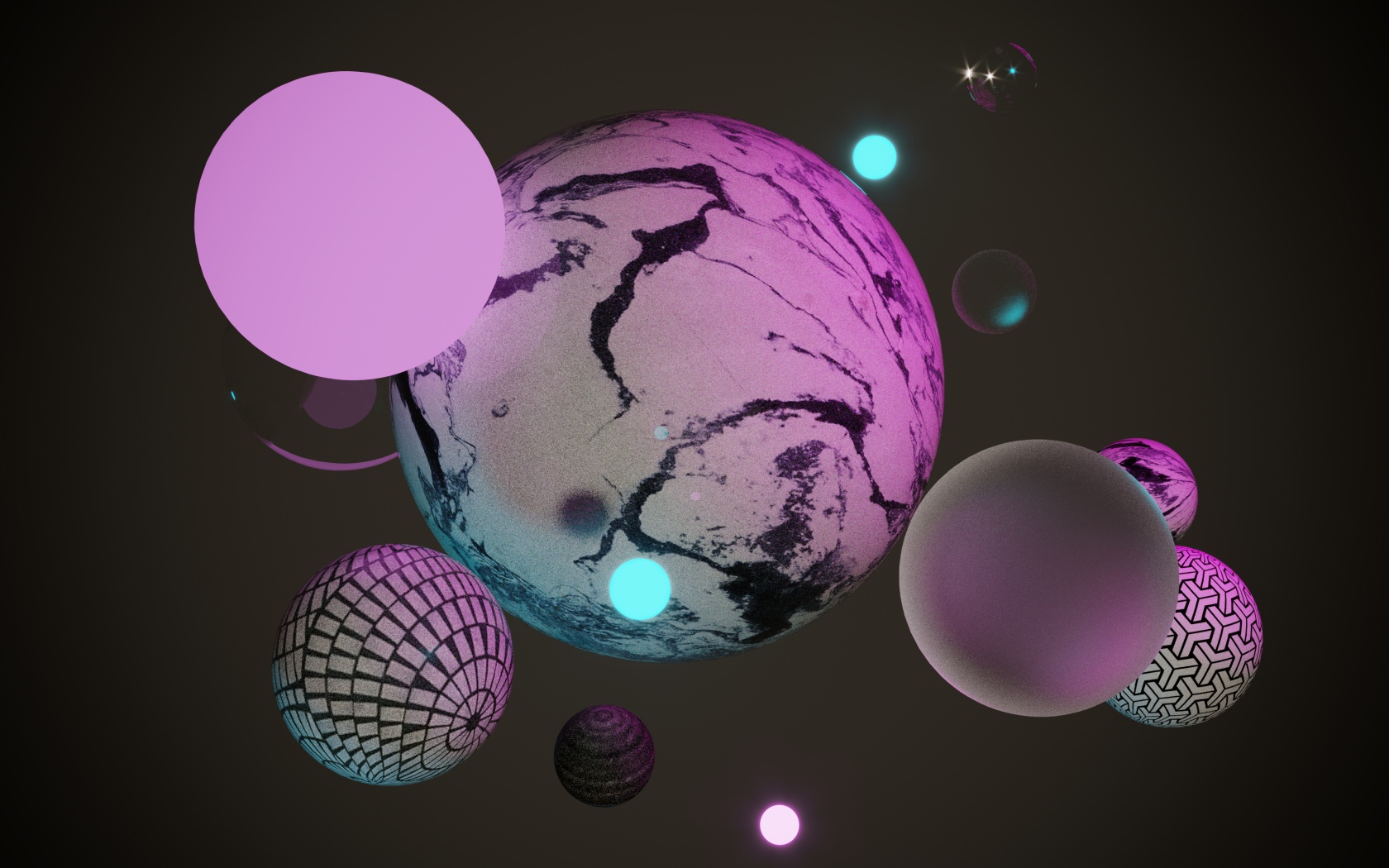 Большие шары разного размера в воздухе